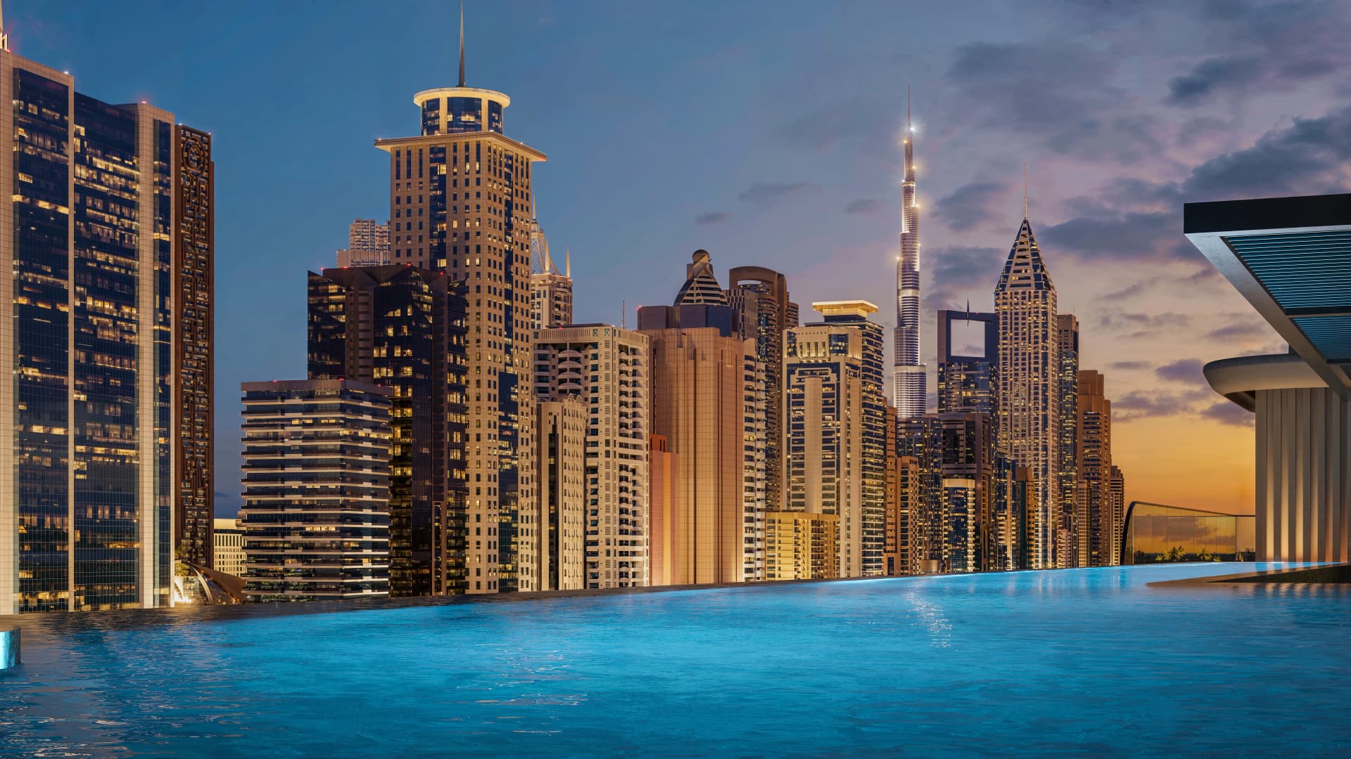 Elmora amenity Infinity Pool in Al Satwa, Dubai, by Neoterra Real Estate Development L.L.C