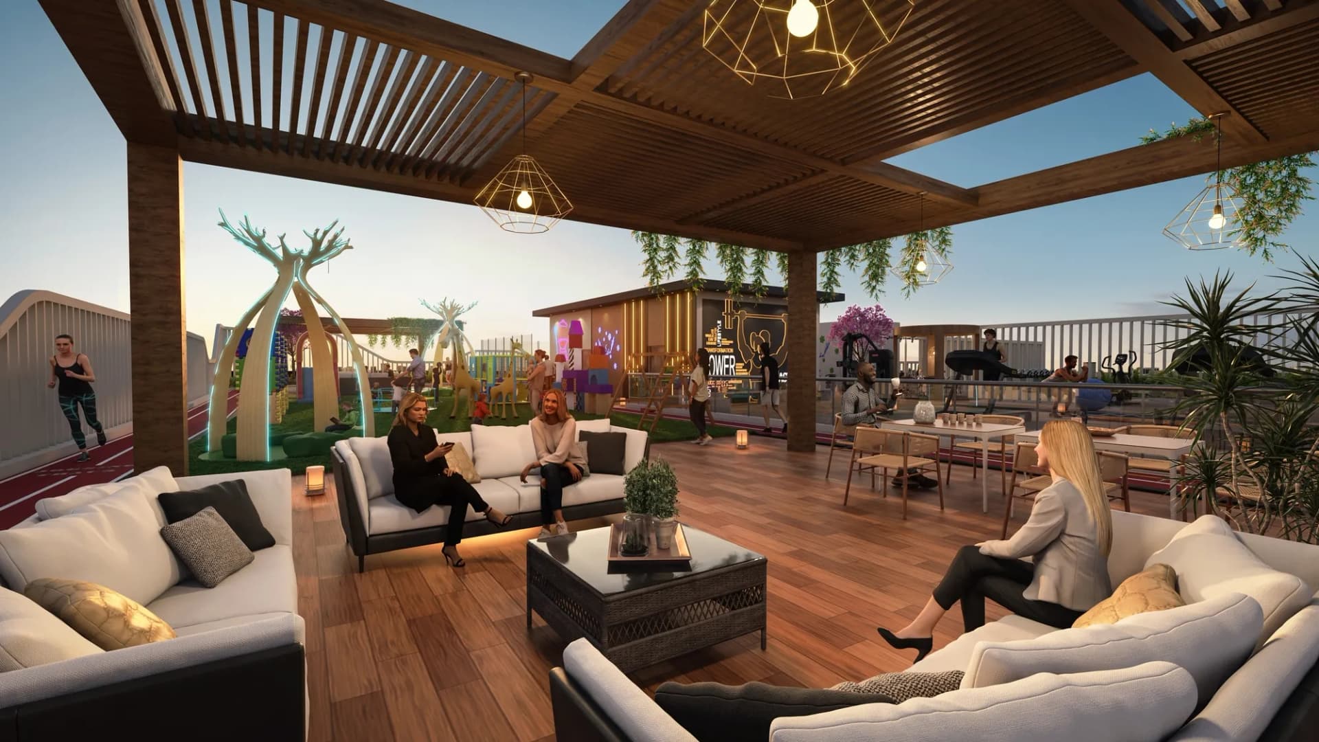 Empire Gardens amenity Rooftop Cabanas in Dubailand Residence Complex, Dubai, by Empire Developments