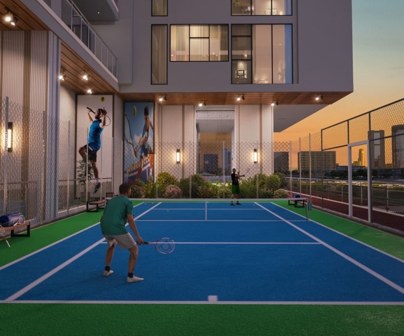 Empire Lake Views amenity Tennis Court - Wadi Al Safa 2, Dubai - by Empire Developments