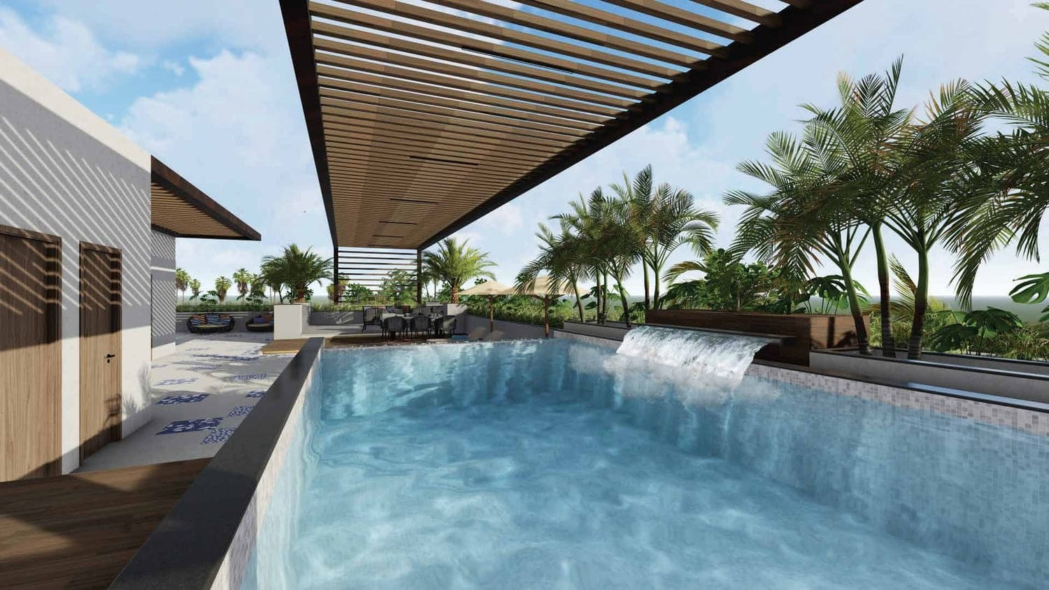 Empire Residences amenity Infinity Swimming Pool in JVC (Jumeirah Village Circle), Dubai, by Peace Homes Development