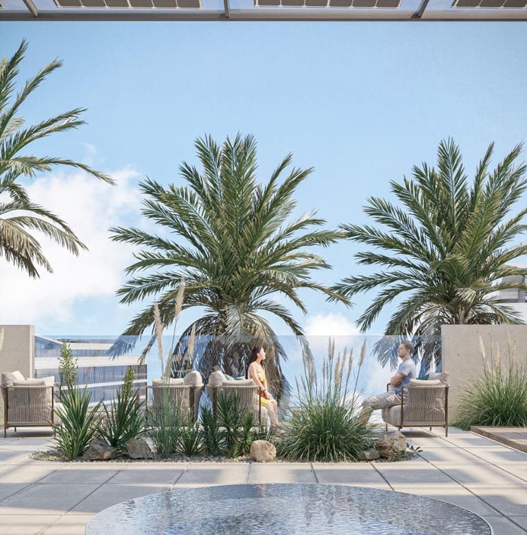 Enaya Residences amenity Sunken Garden in JVT (Jumeirah Village Triangle), Dubai, by DV8 Developers