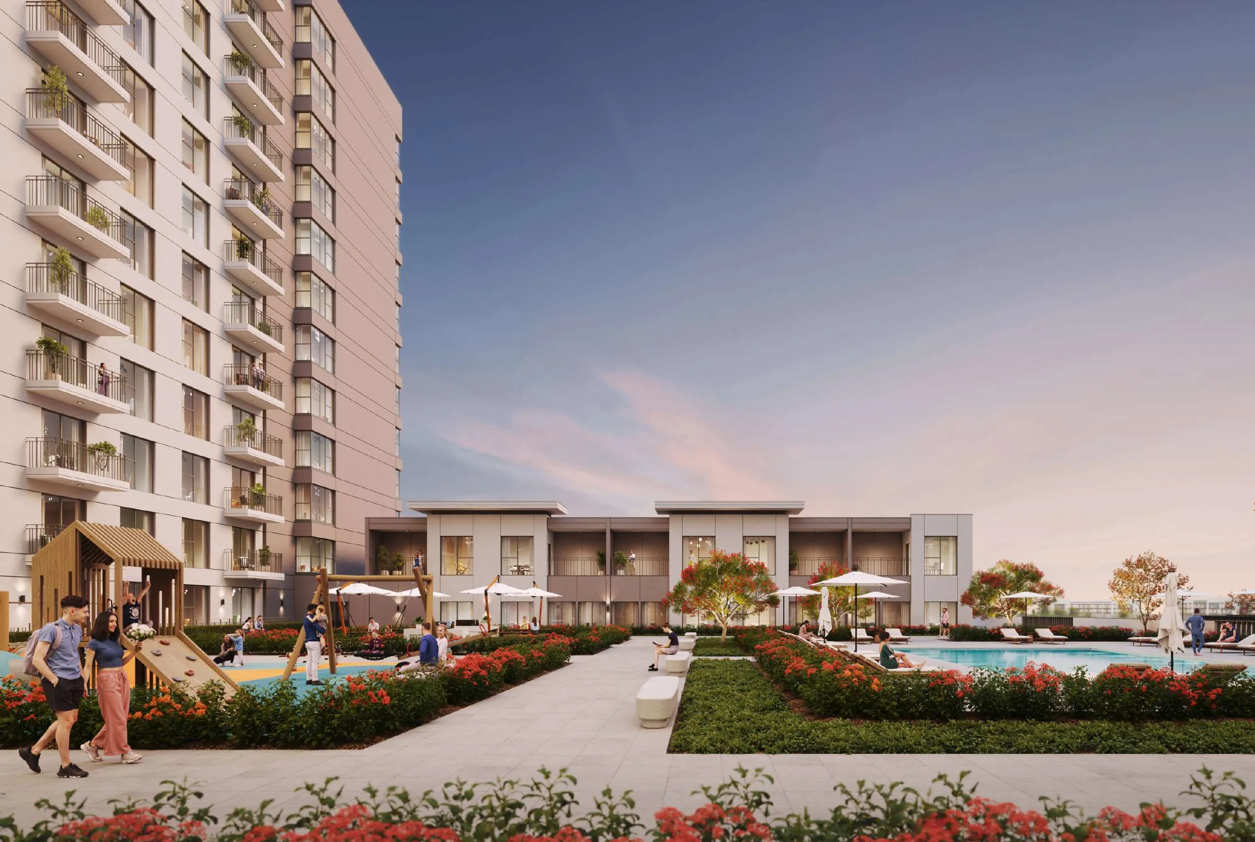 Evelyn on the Park amenity Swimming Pool - Town Square, Dubai - by Nshama Group