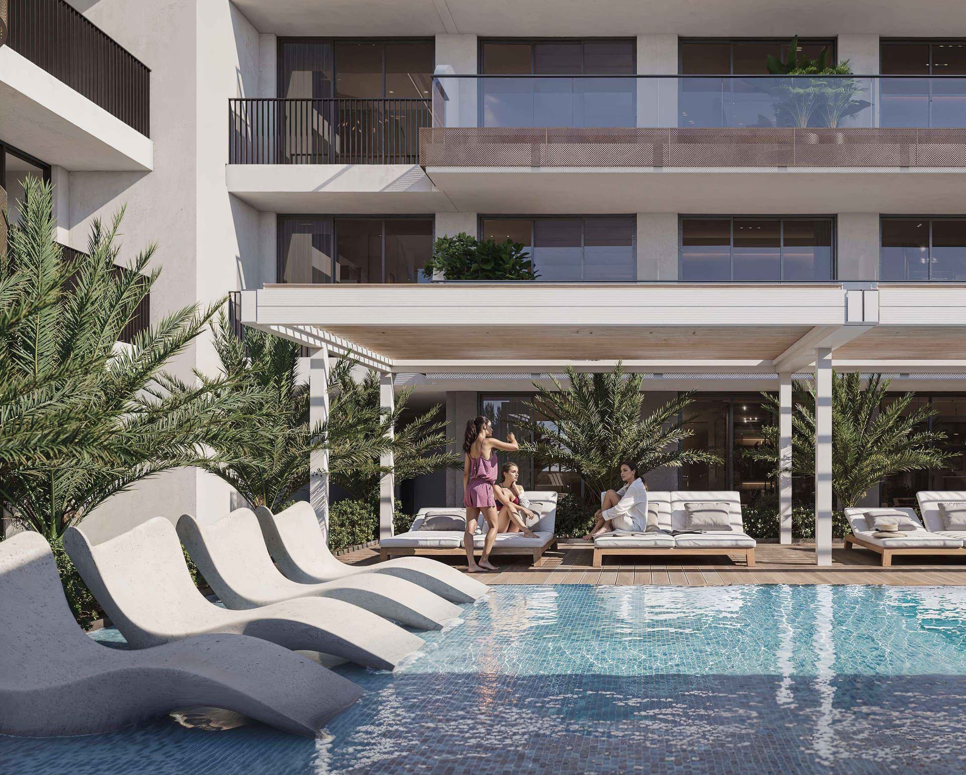 EVERGR1N House amenity Swimming Pool in Al Satwa, Dubai, by Object 1