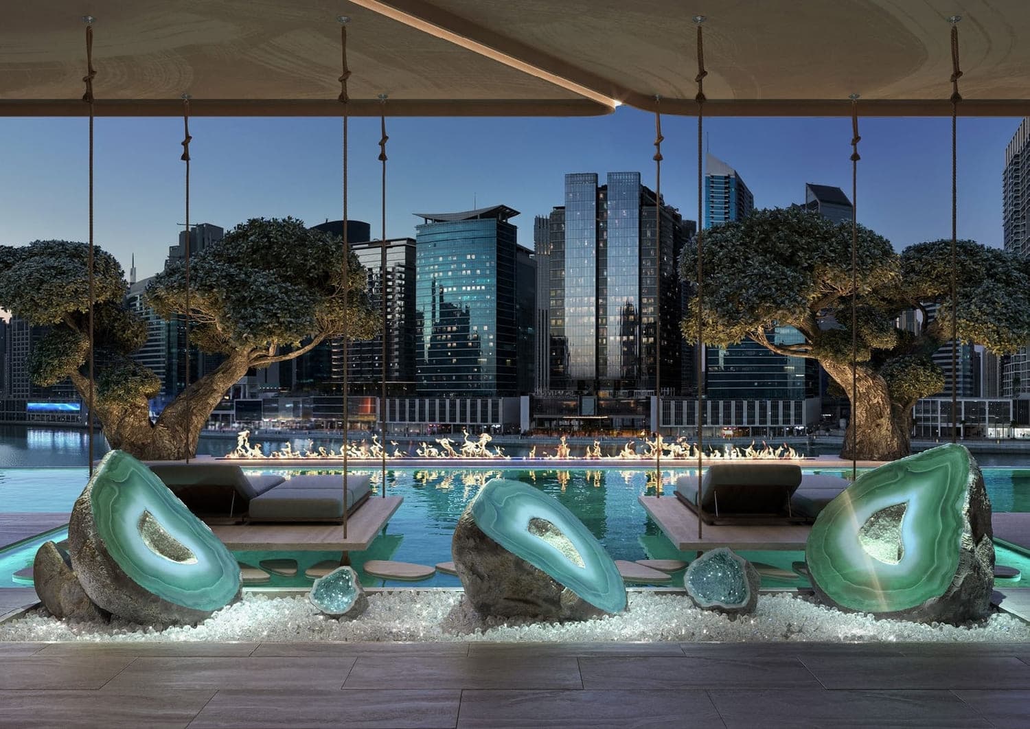 Eywa amenity Crystal Planting & Soaring Japanese Stone Garden in Business Bay, Dubai, by Revolution