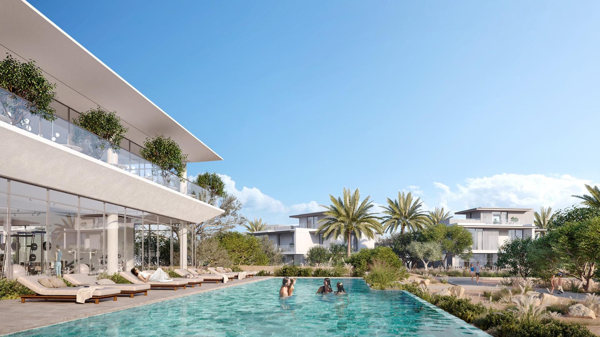 Farm Gardens Villas amenity Pool in The Valley, Dubai, by Emaar
