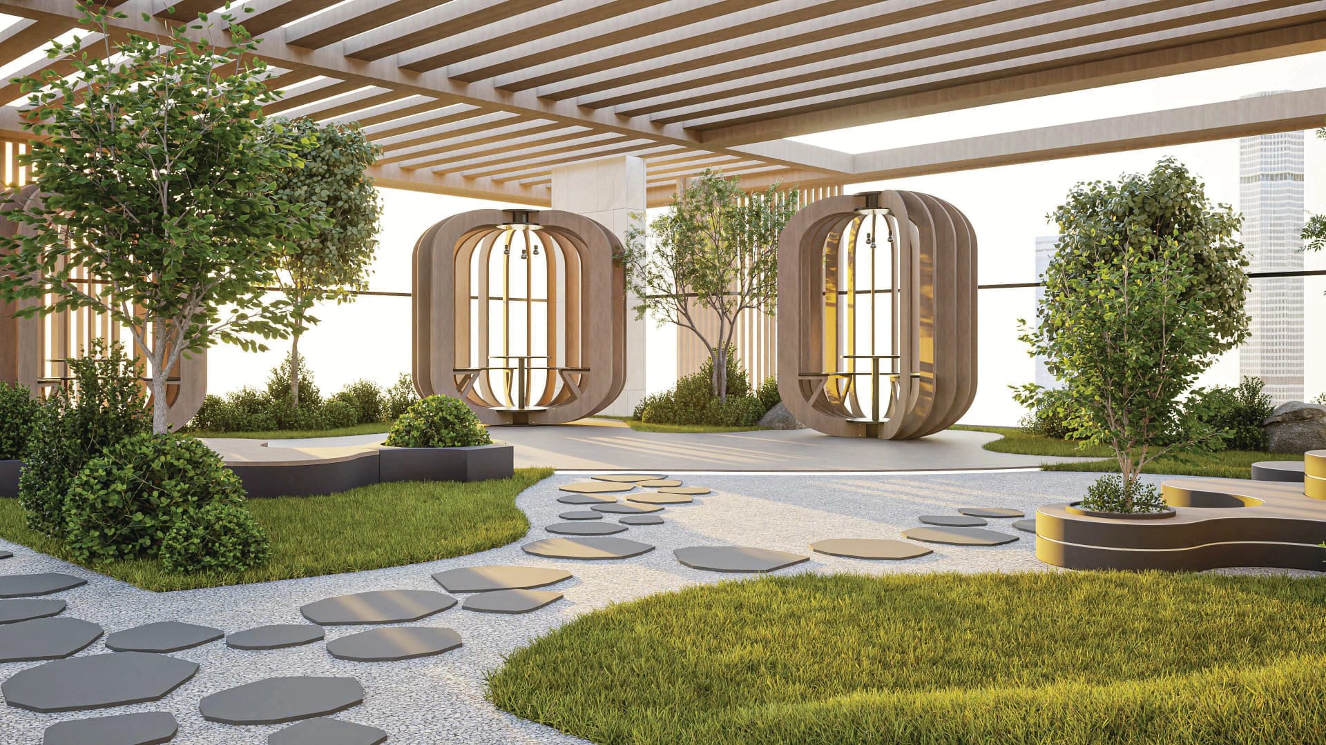 Floarea Breeze amenity Zen Walkway in Palm Deira, Dubai, by Mashriq Elite