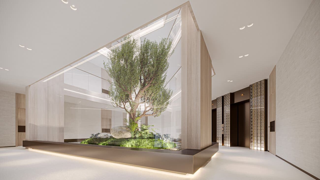 Floarea Grande amenity Garden Atrium in Arjan, Dubai, by Mashriq Elite