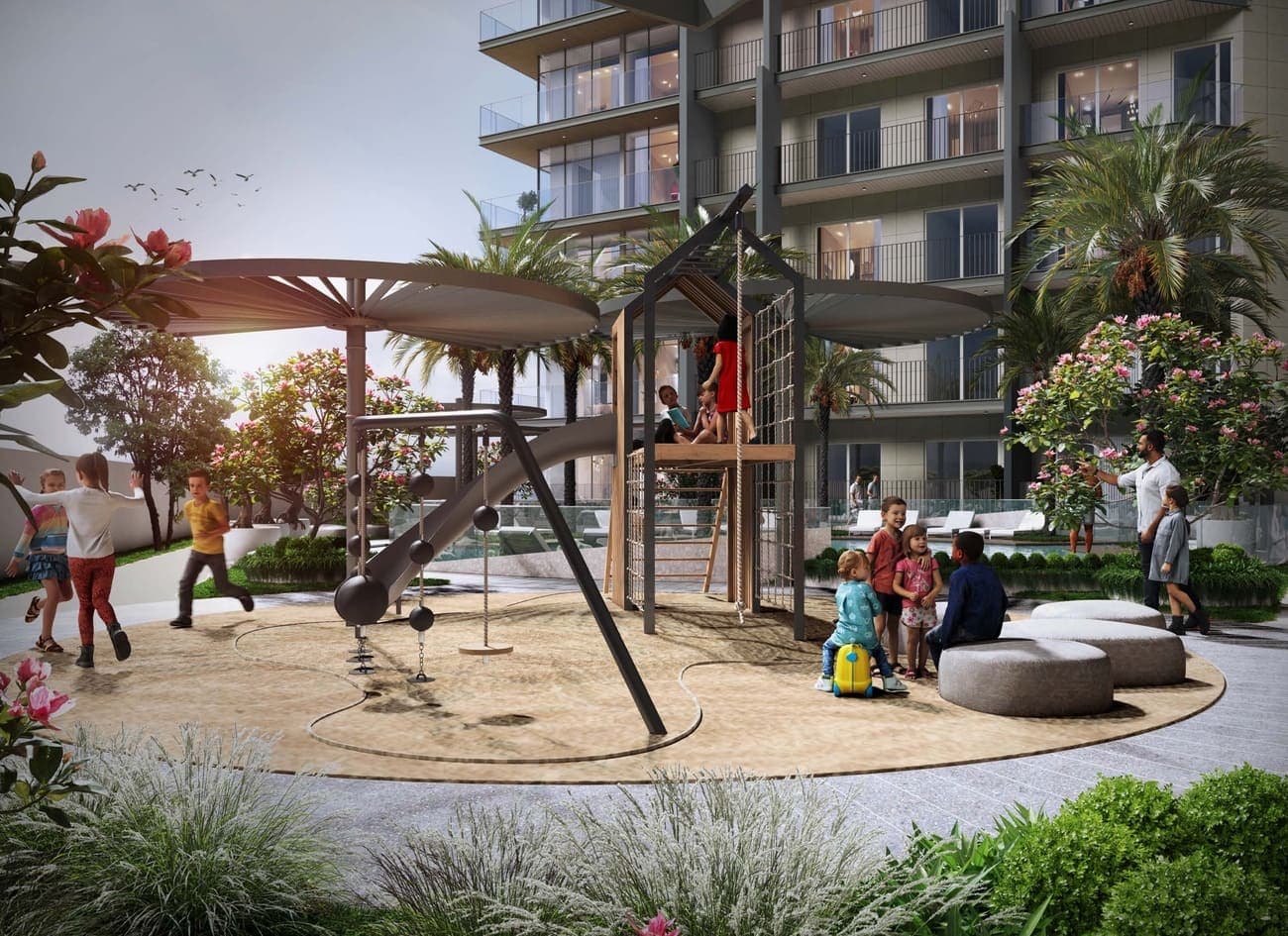 Floarea Grande amenity Outdoor Kids Play Area in Arjan, Dubai, by Mashriq Elite
