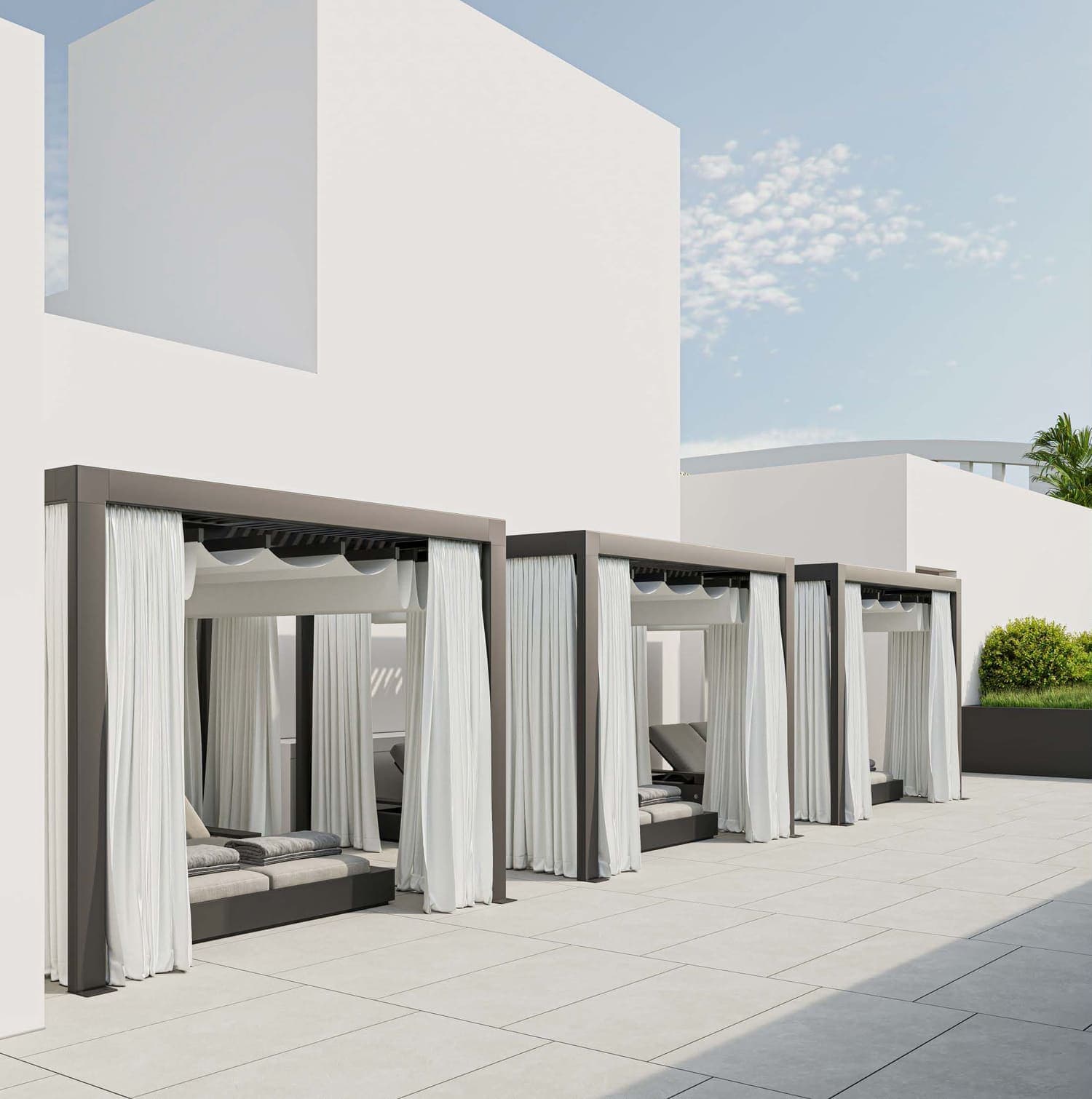 Floarea Oasis amenity Pool Side Baja Shelves in Dubailand Residence Complex, Dubai, by Mashriq Elite