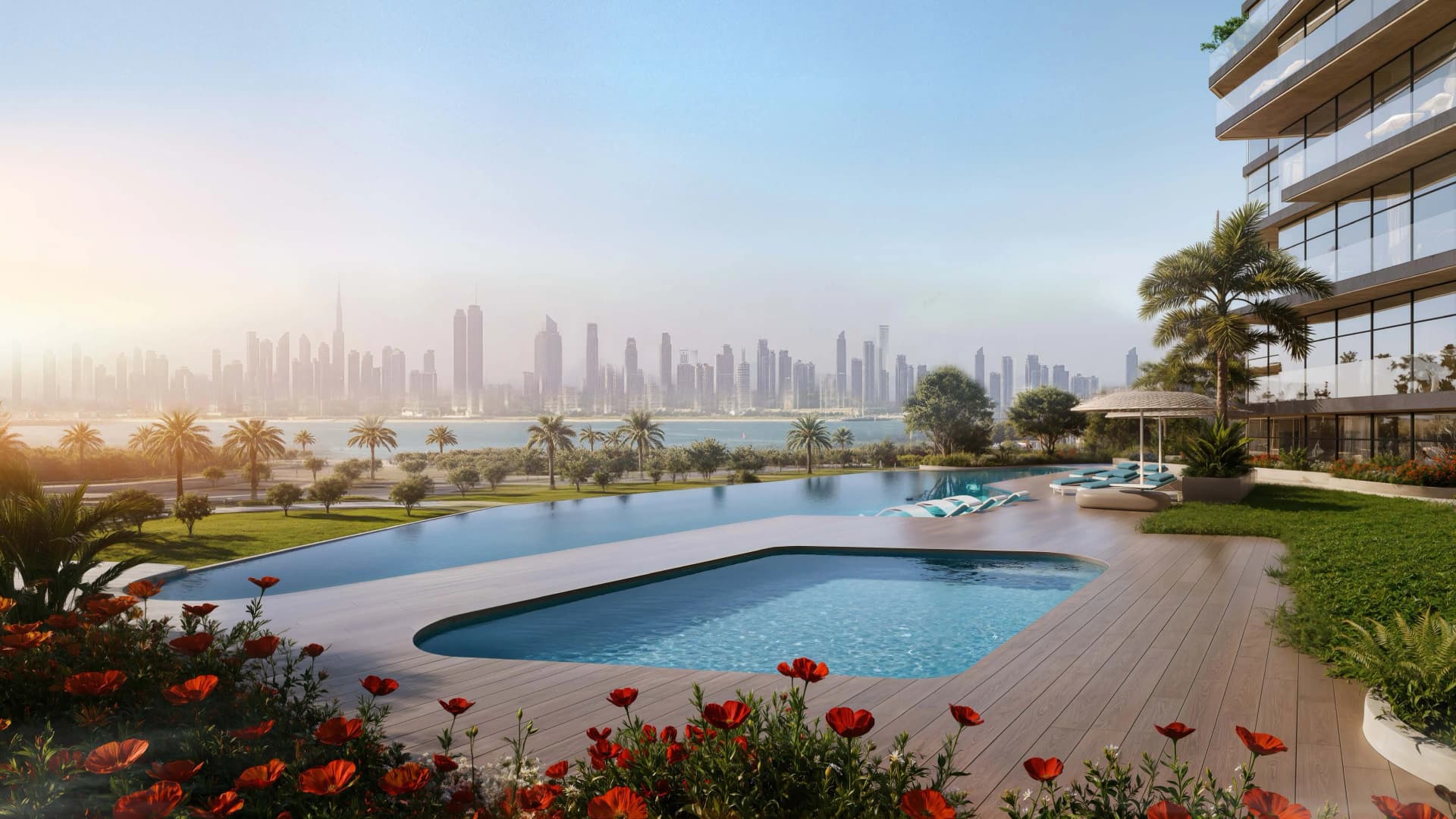 Flora Bay Residences amenity Pool in Dubai Islands, Dubai, by Centurion