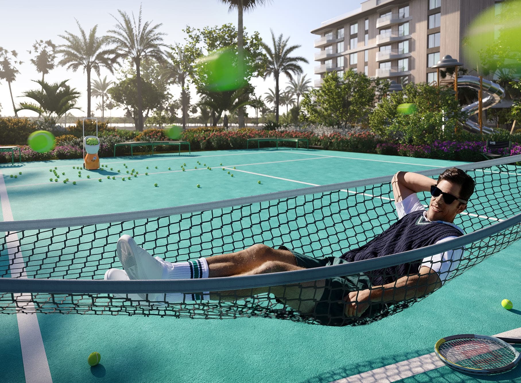Gardenia Bay amenity Tennis Court - Yas Island, Dubai - by ALDAR