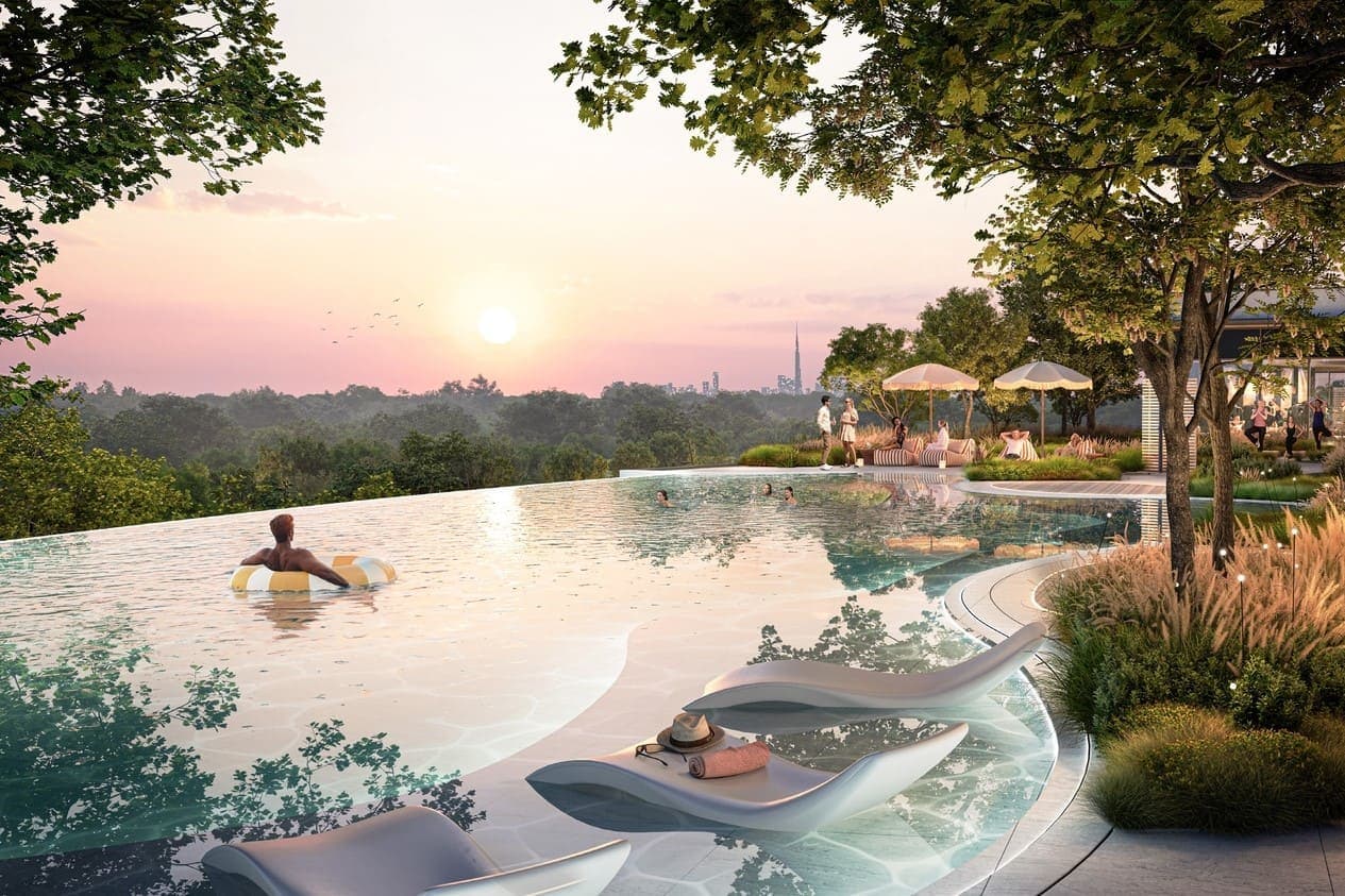 Ghaf Woods Distrikt amenity Infinity Pool - City Of Arabia, Dubai - by Majid Al Futtaim