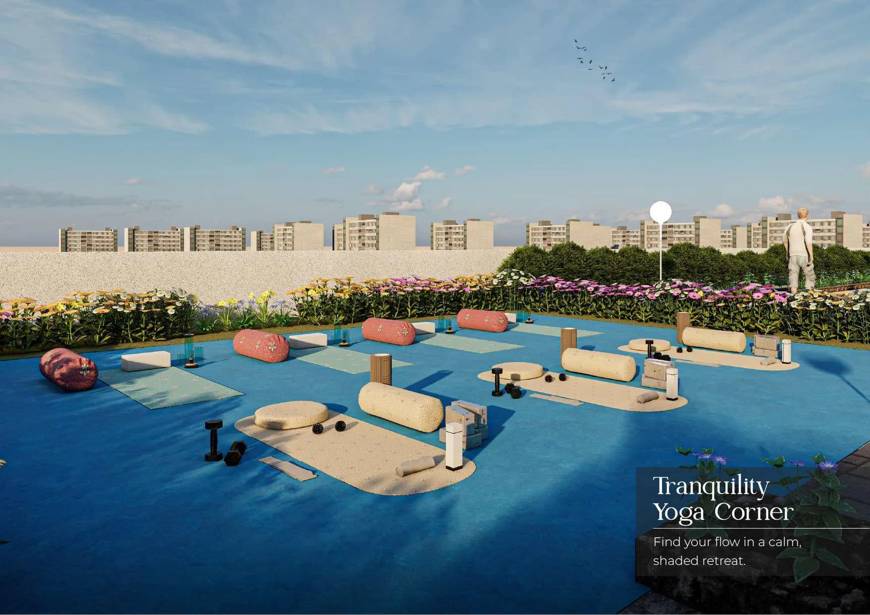 Golden Woods Albab Views amenity Shaded Tranquility Yoga Corner - Madinat Al Mataar, Dubai - by Golden Woods