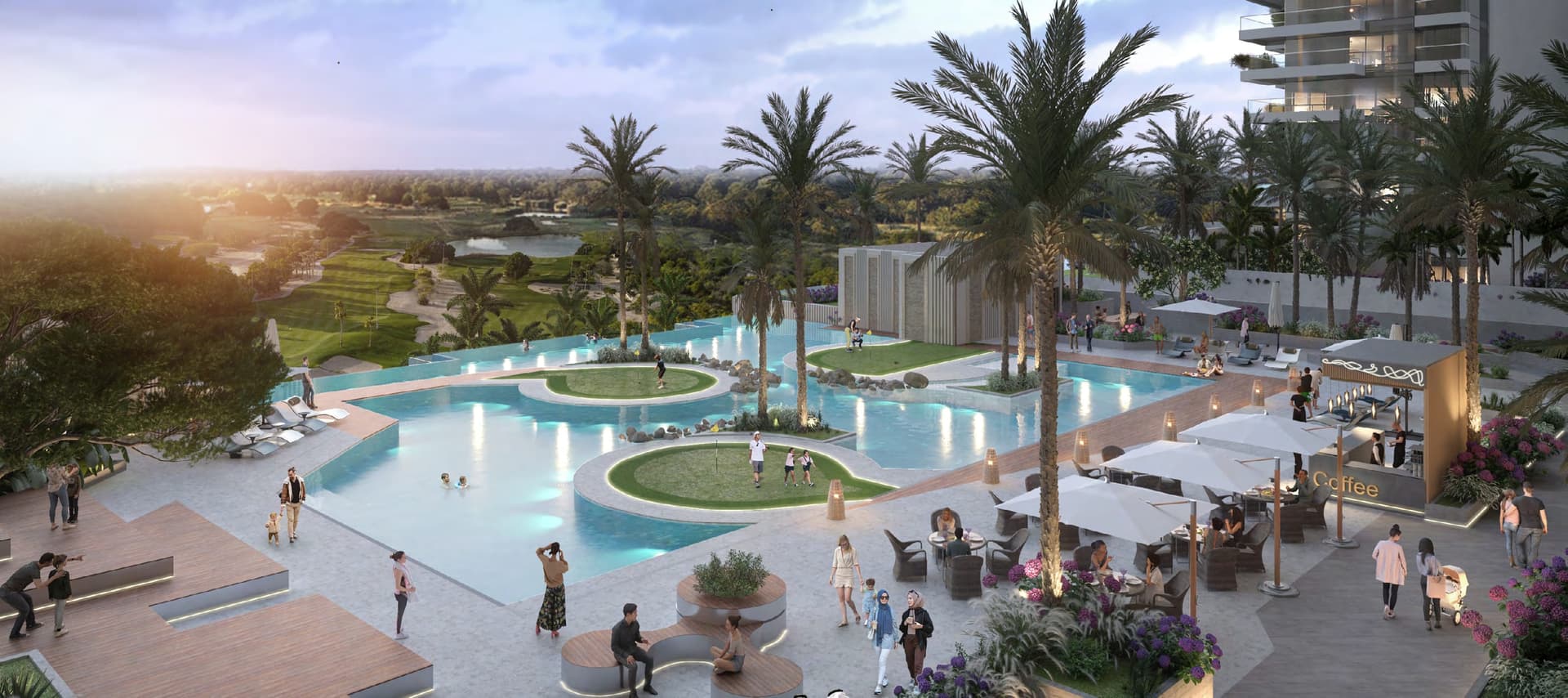 Golf Greens amenity Swimming Pool in Damac Hills, Dubai, by DAMAC
