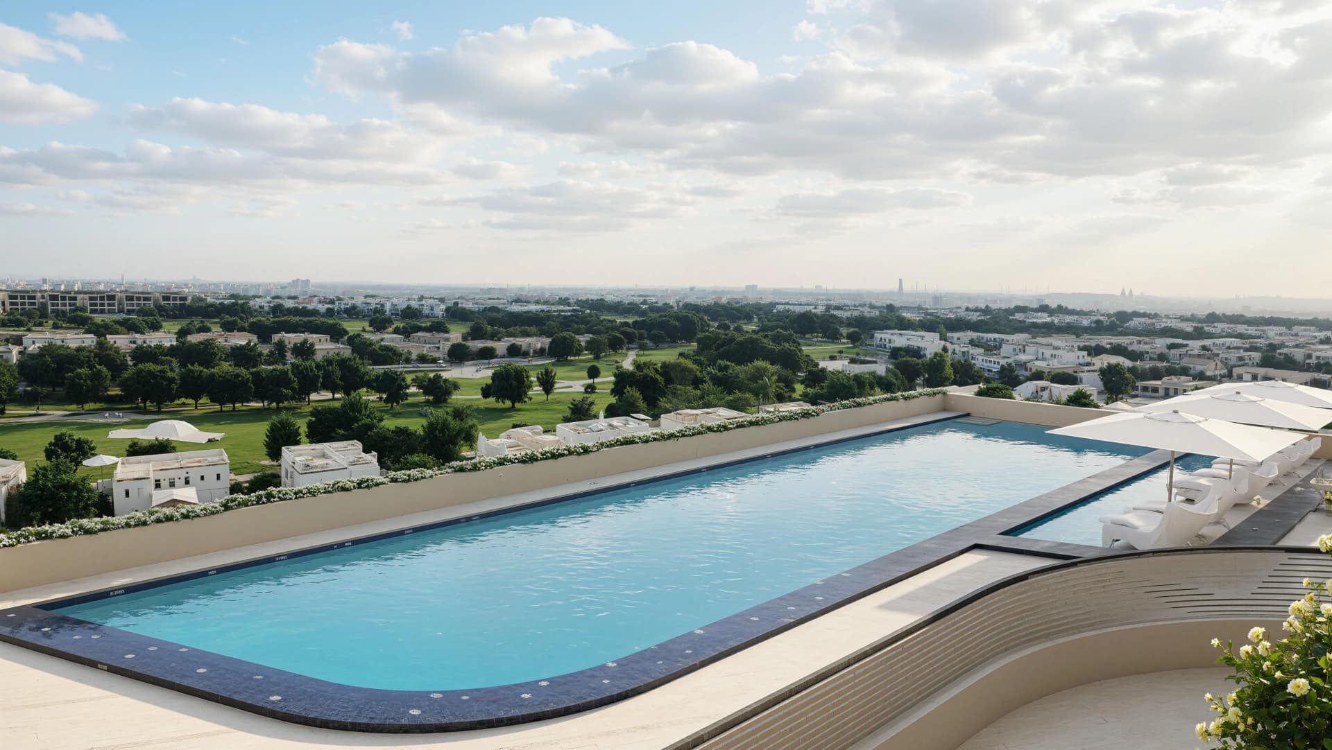 Golf Terrace Residences amenity Swimming Pool in Dubai Production City, Dubai, by Asak Real Estate Development