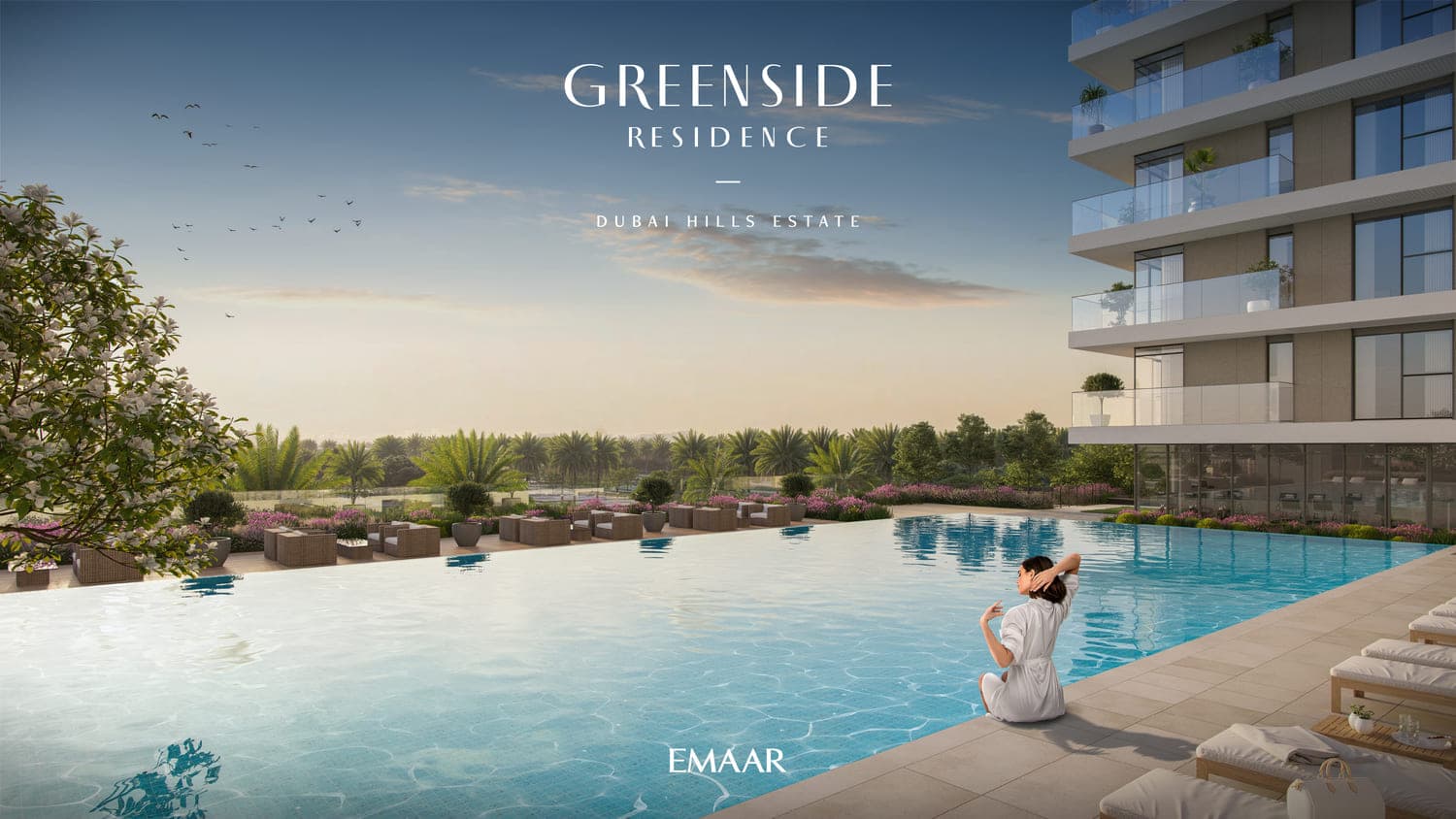 Greenside Residence amenity Infinity Pool & Pool Deck - Dubai Hills, Dubai - by Emaar