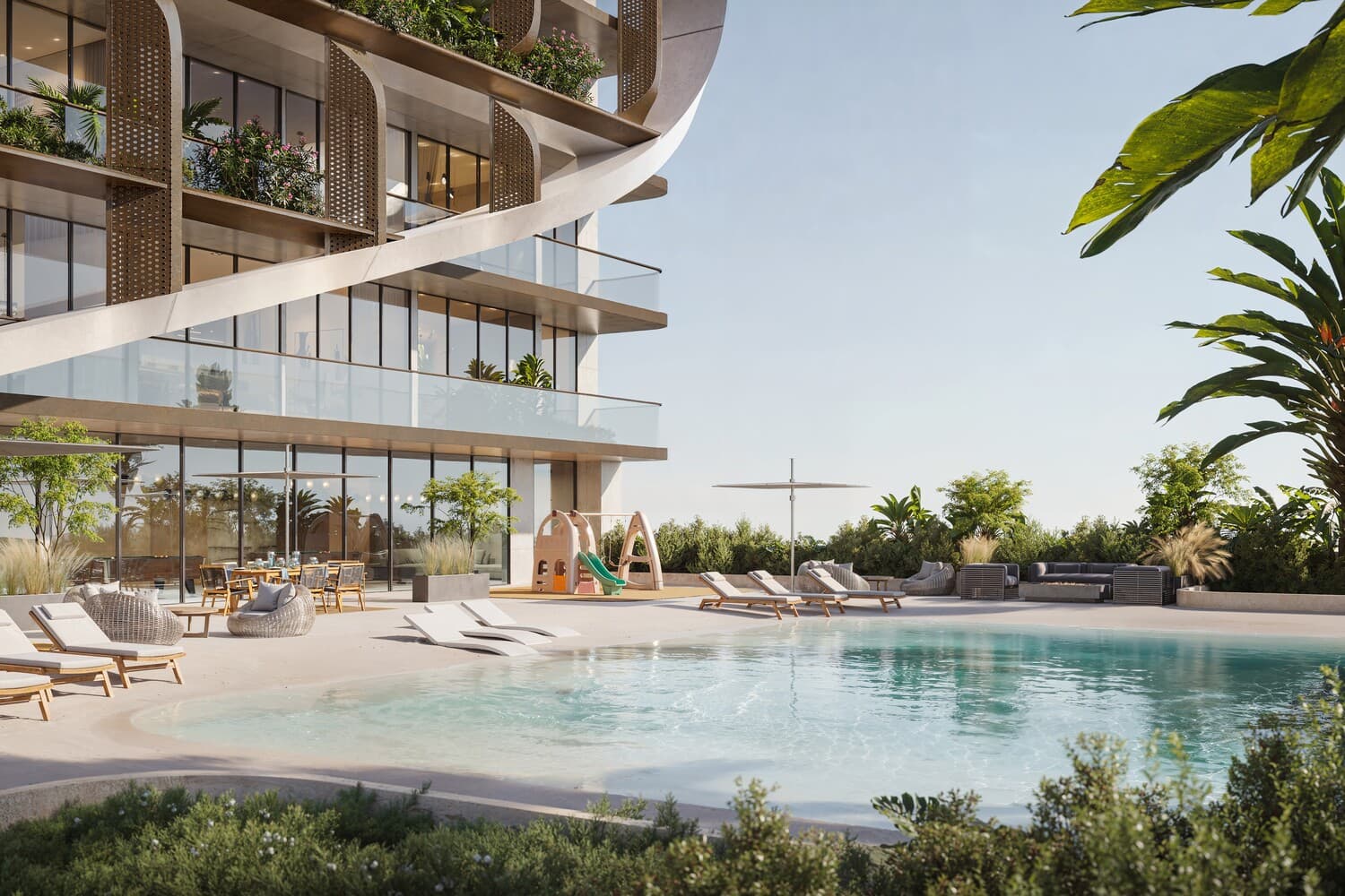 Havelock Heights amenity Beach Pool - JVC (Jumeirah Village Circle), Dubai - by HMB Homes Real Estate Development