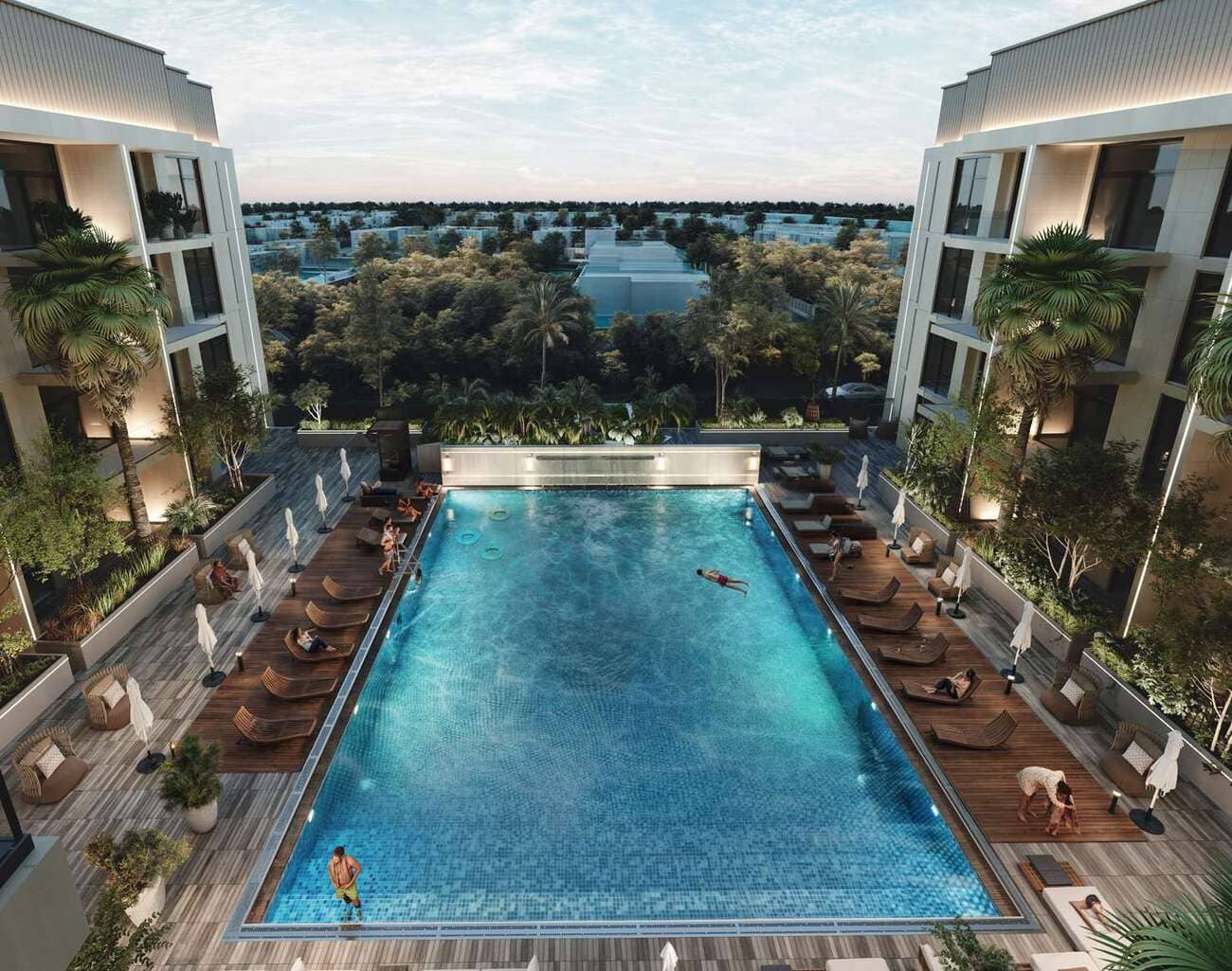 Hawa Residence amenity Large Swimming Pool - Tilal, Dubai - by Al Marwan Developments