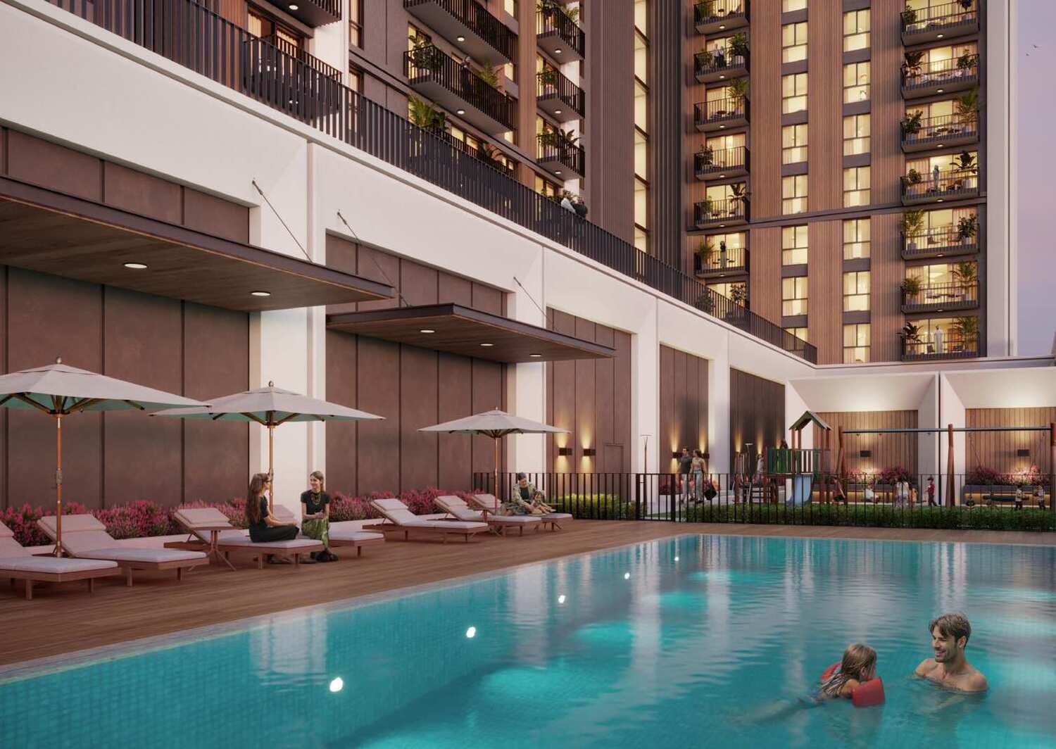 HillCrest amenity Swimming Pool - Town Square, Dubai - by Nshama Group