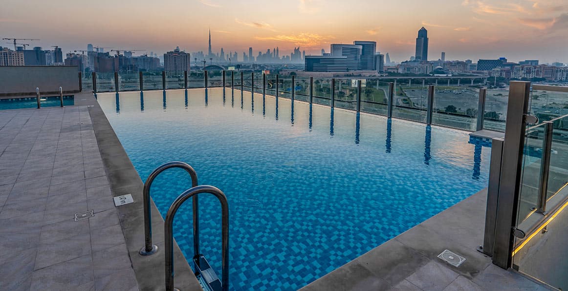 Iris Amber amenity Rooftop Swimming Pool - Al Jaddaf Waterfront, Dubai - by SOL Properties