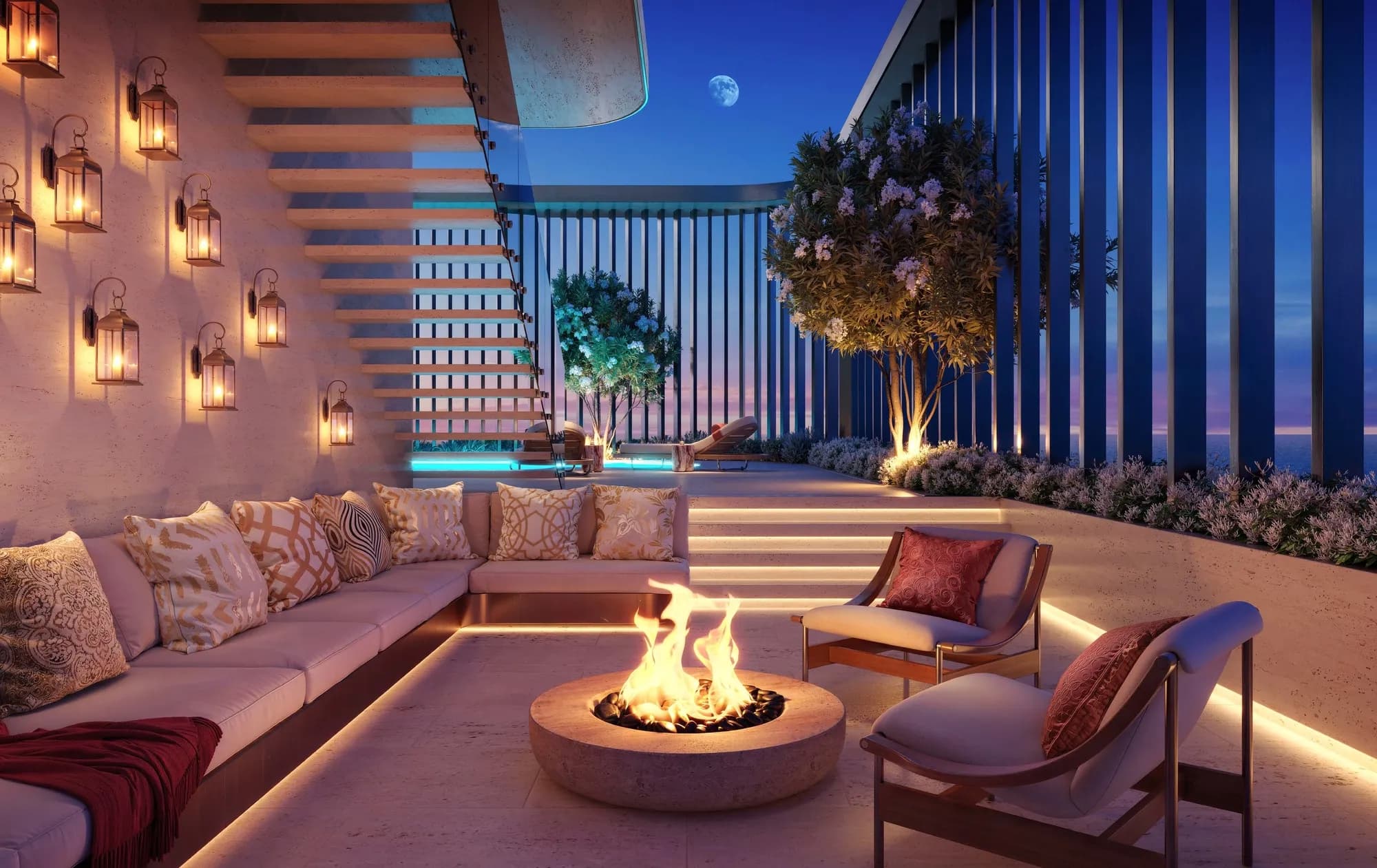 Isla Private Residences amenity Sunken Seating with Fireplace - Dubai Islands, Dubai - by Chaimaa Holding