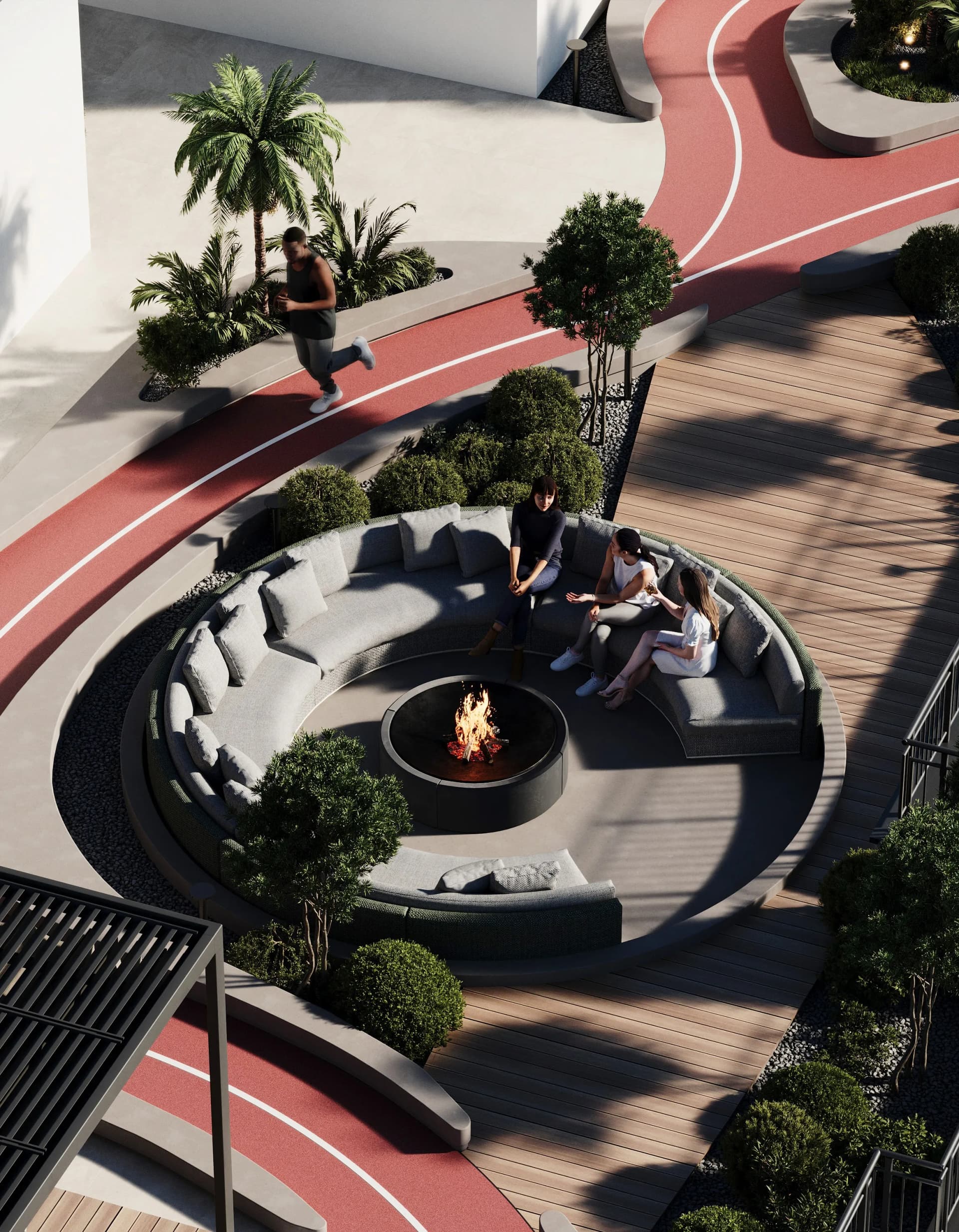 J-Haus Residence amenity Fire Pit Lounge in JVC (Jumeirah Village Circle), Dubai, by Hirat Real Estate Development