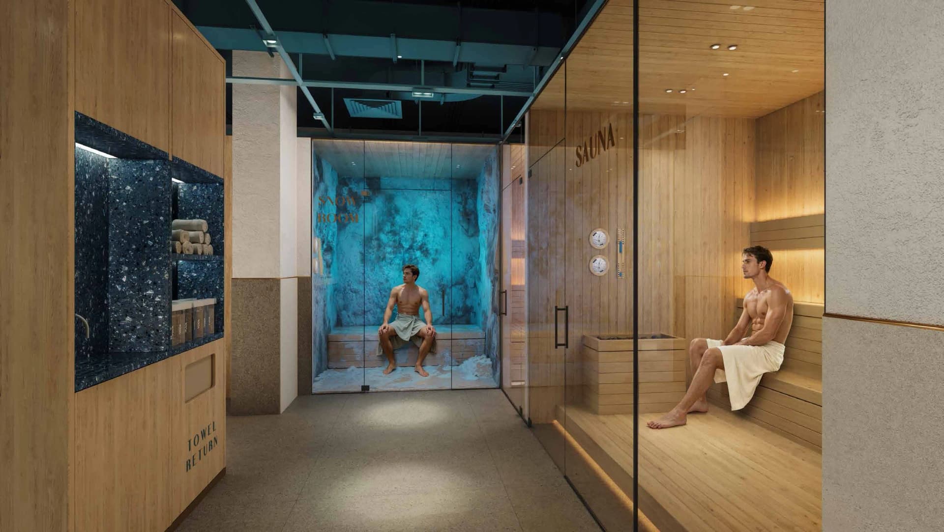 Kaia Residences amenity Male Spa (Sauna, Steam & Snow Rooms) in Dubai Islands, Dubai, by Amwaj Development