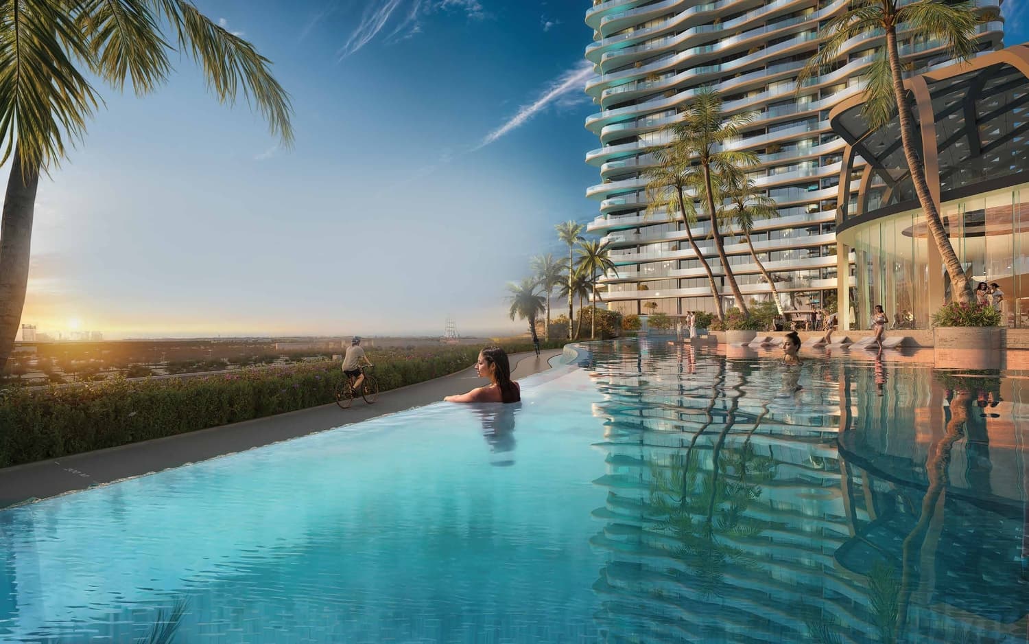 Laguna Residence amenity Infinity Pool With Beach - City Of Arabia, Dubai - by One Development