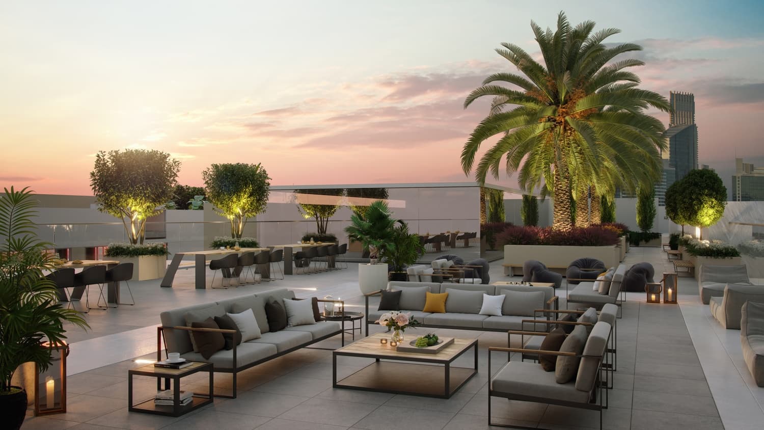 Laya Courtyard amenity Sky Deck Lounge in Dubai Studio City, Dubai, by Laya Developers (Akshara Global)