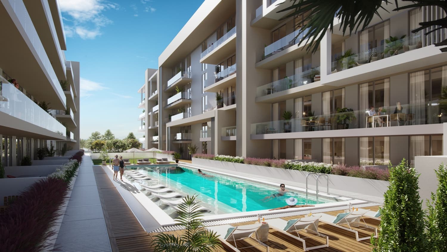 Laya Courtyard amenity Swimming Pool in Dubai Studio City, Dubai, by Laya Developers (Akshara Global)