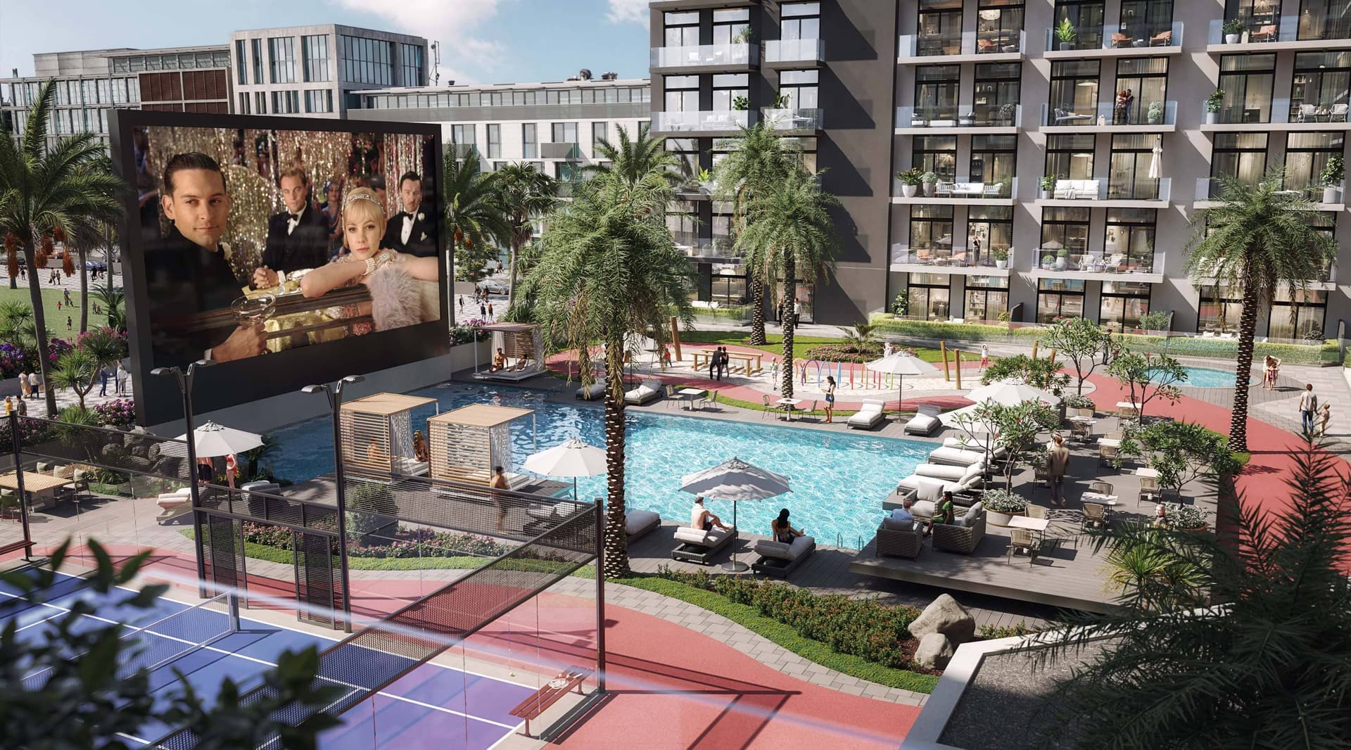 Laya Heights amenity Outdoor Cinema in Dubai Studio City, Dubai, by Laya Developers (Akshara Global)