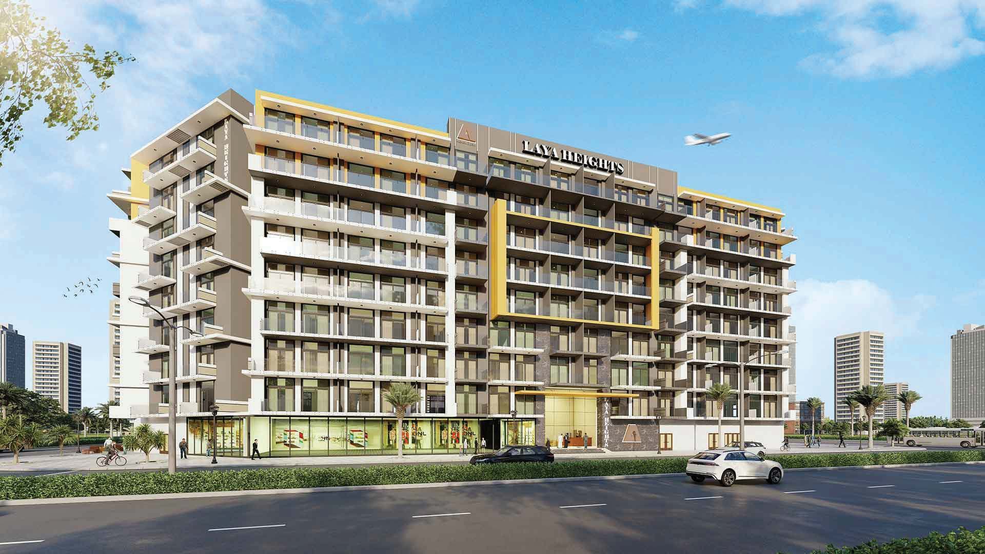 Laya Heights exterior view - Dubai Studio City, Dubai - by Laya Developers (Akshara Global)