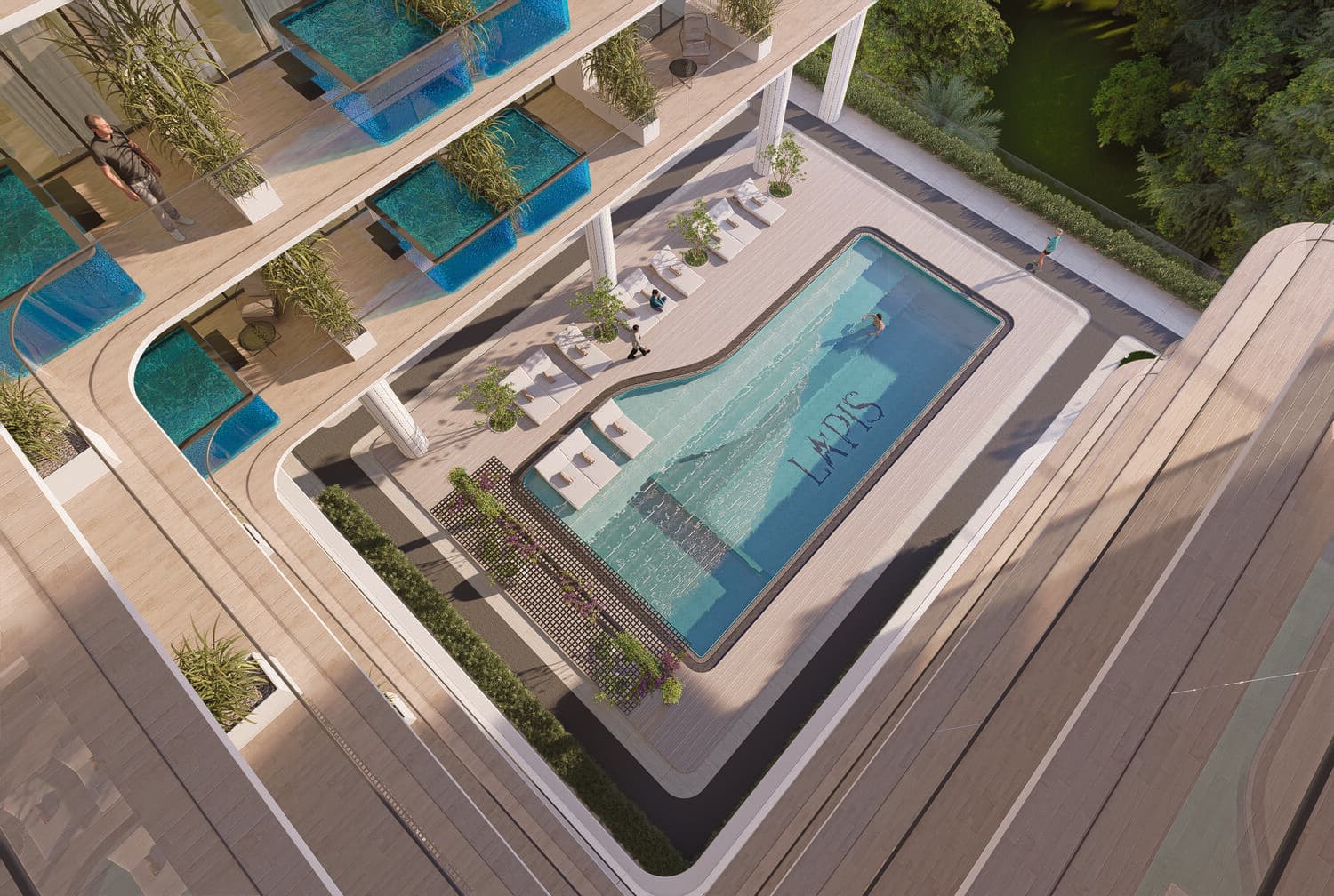 Lazord by Lapis Phases 1 and 2 amenity Leisure Pool Deck & Jacuzzi - Majan, Dubai - by Lapis Properties