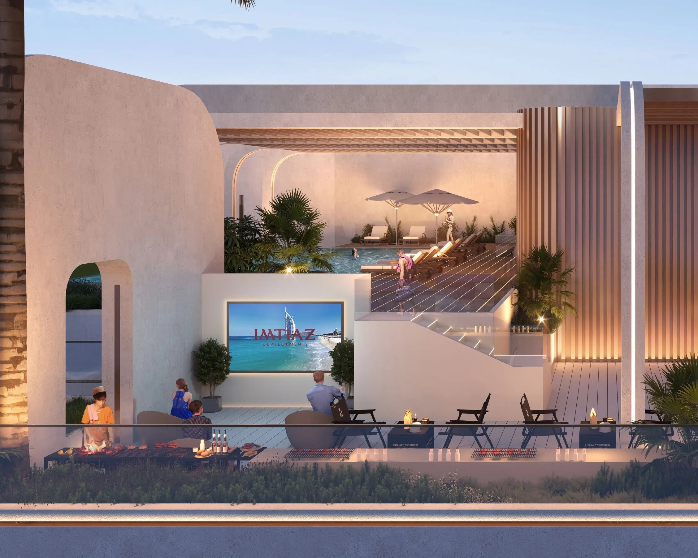 Le Blanc amenity Outdoor Cinema & BBQ Area - Dubailand Residence Complex, Dubai - by Imtiaz Development