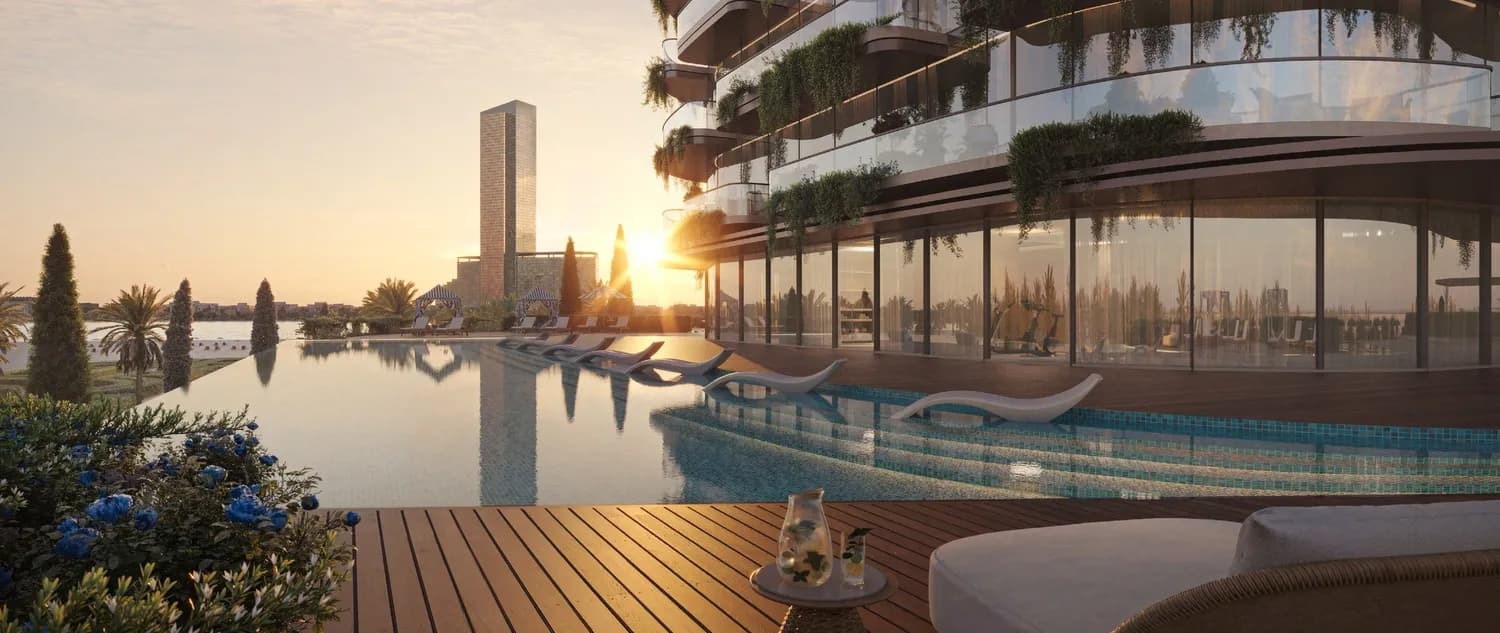Le Château amenity Infinity Pool in Al Jazeera Al Hamra Industrial, Ras Al Khaimah, by Beyond Developments