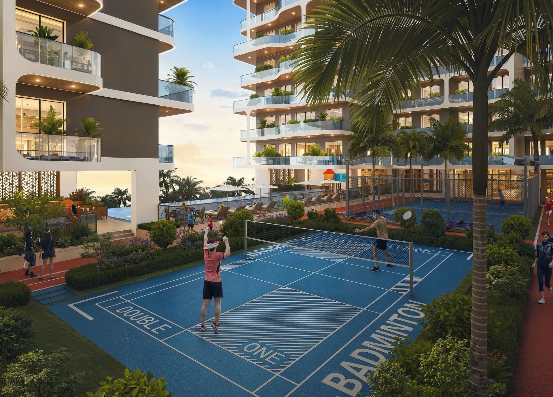 Listone Residence amenity Badminton & Padel Courts in Dubai International City, Dubai, by Lion Stone Properties