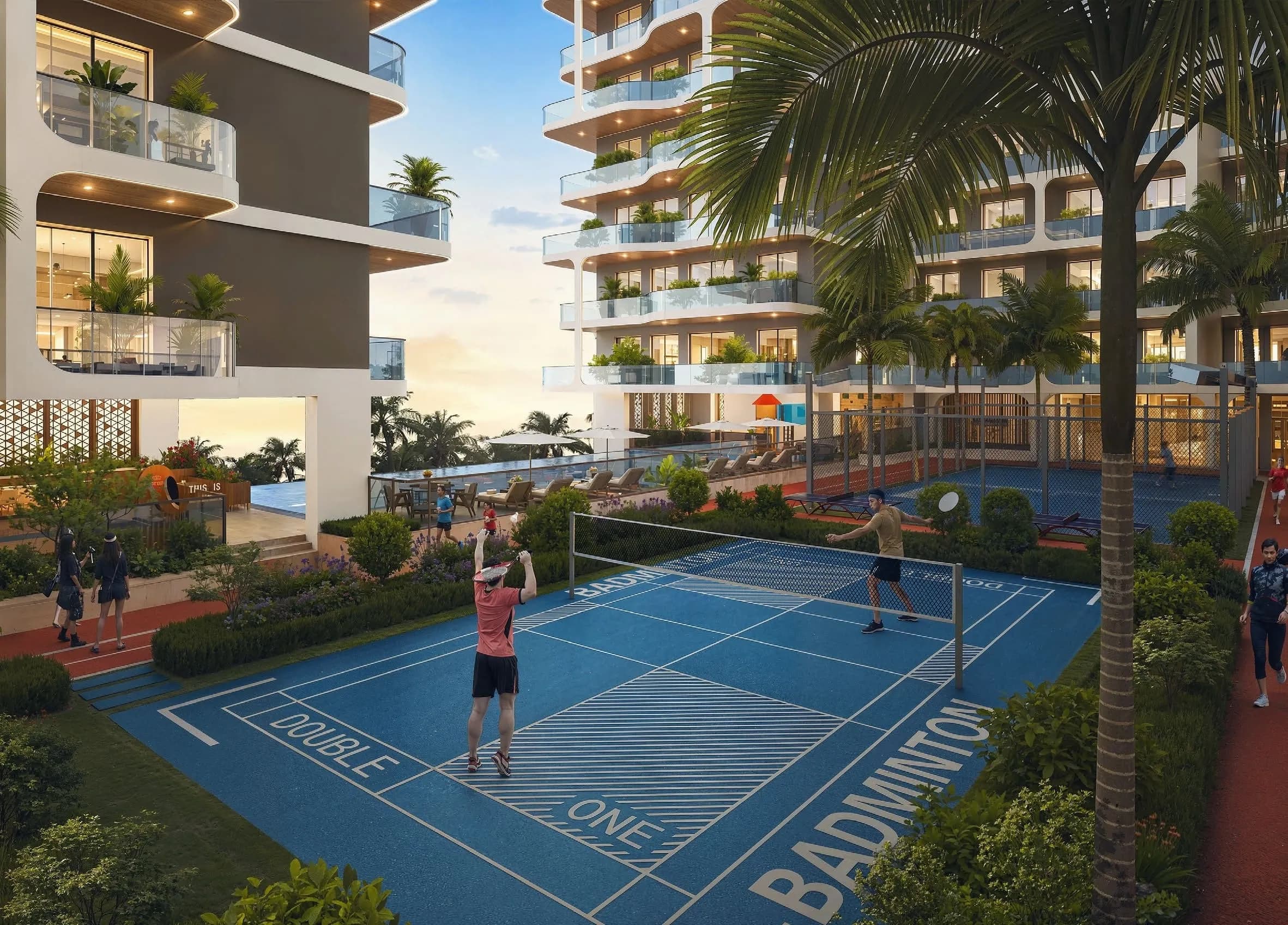 Listone Residence amenity Badminton & Padel Courts - Dubai International City, Dubai - by Lion Stone Properties