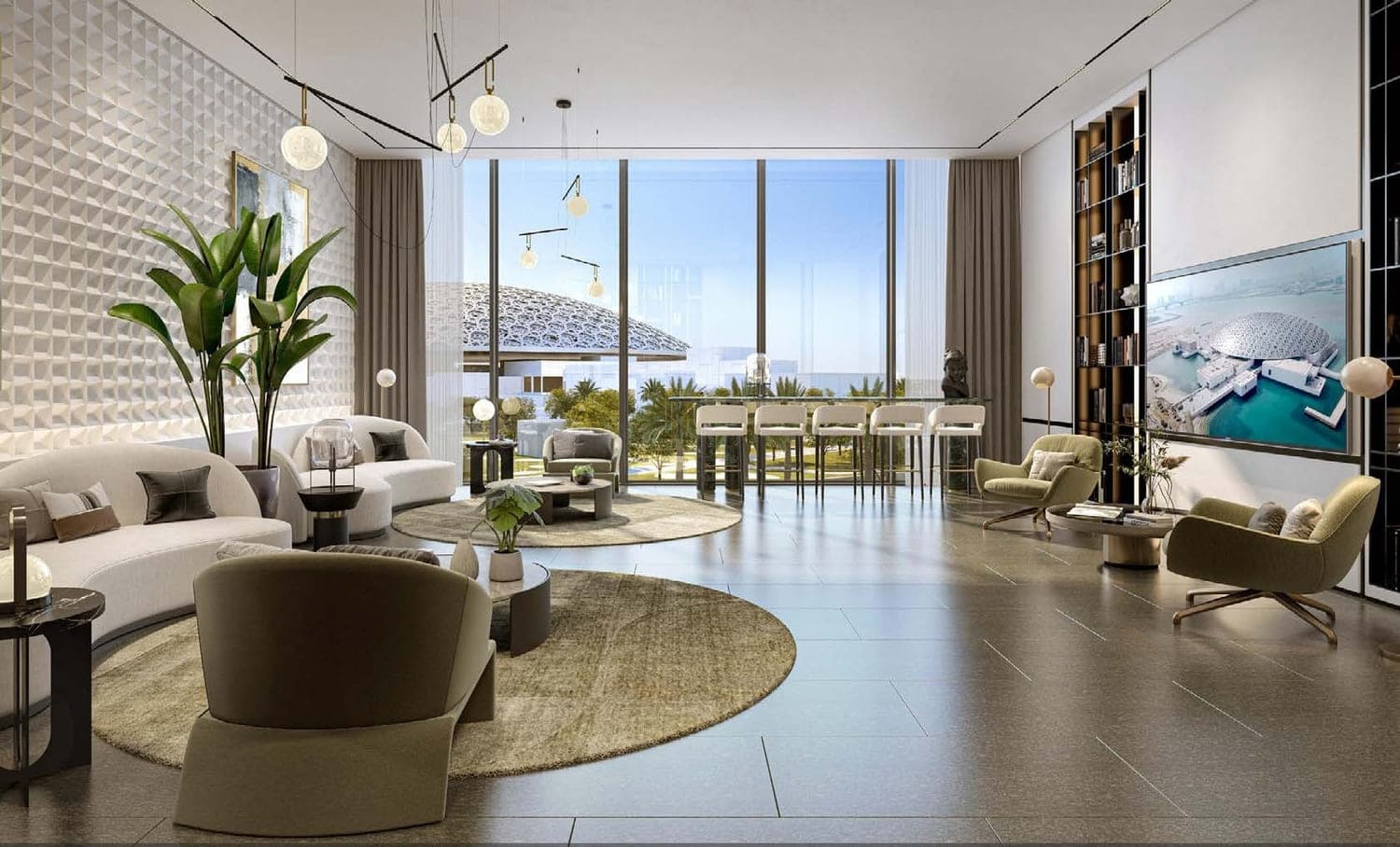 Louvre Abu Dhabi Residences amenity Le Salon Detente in Al Saadiyat island, Abu Dhabi, by ALDAR