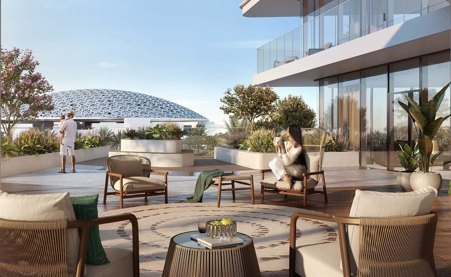 Louvre Abu Dhabi Residences amenity Terrace De Jardin in Al Saadiyat island, Abu Dhabi, by ALDAR
