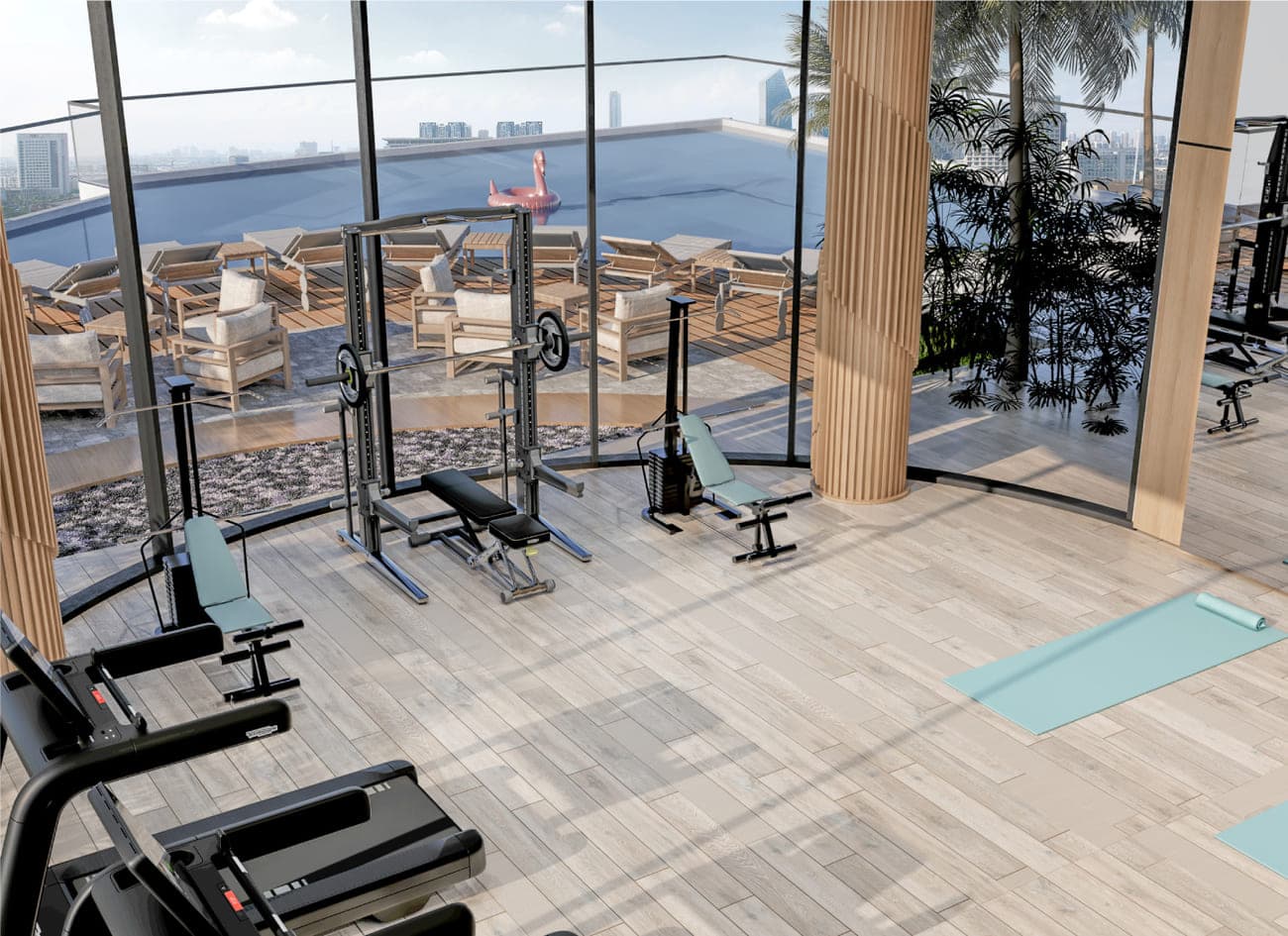 Lumiere Heights amenity Rooftop Fitness Center in Al Jaddaf Waterfront, Dubai, by AJ Gargash