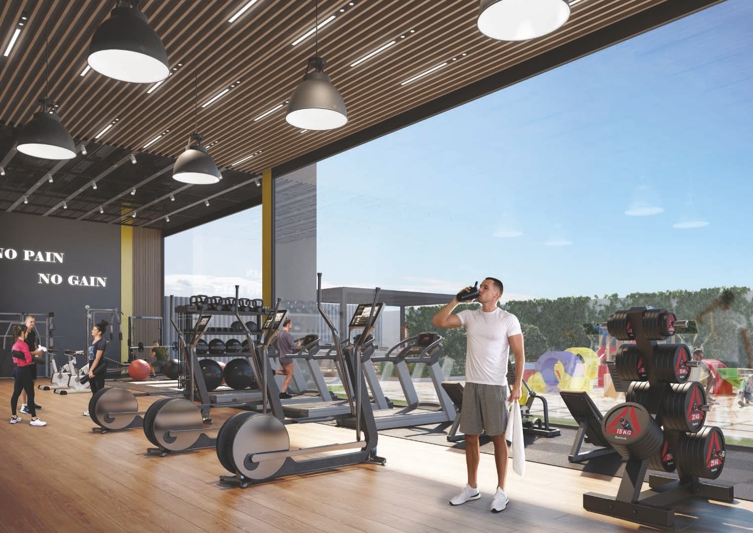 Maison Elysee III amenity Gym in JVC (Jumeirah Village Circle), Dubai, by Pantheon