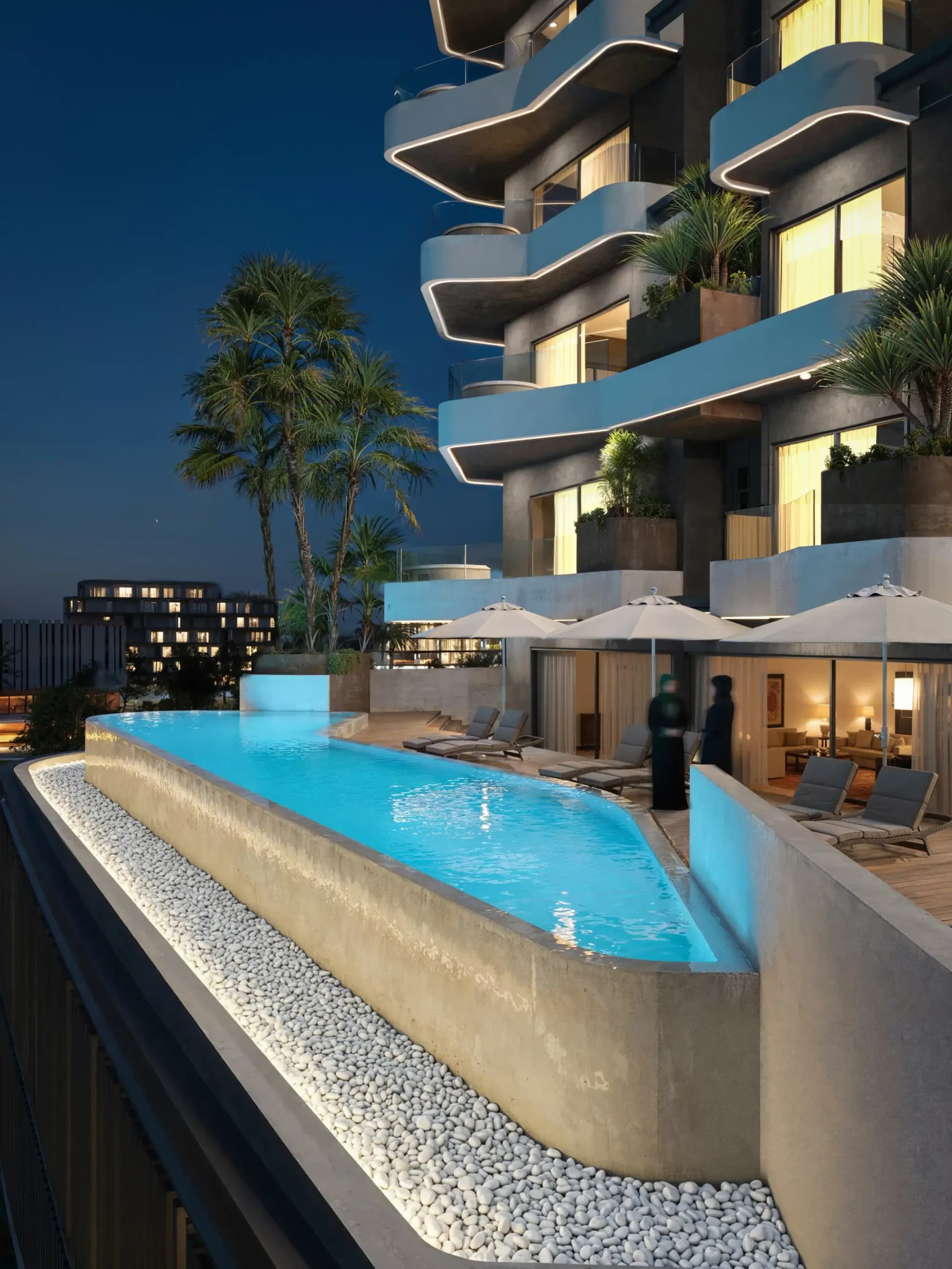 Marea Residences amenity Infinity Pool in Palm Deira, Dubai, by Sharafi Development