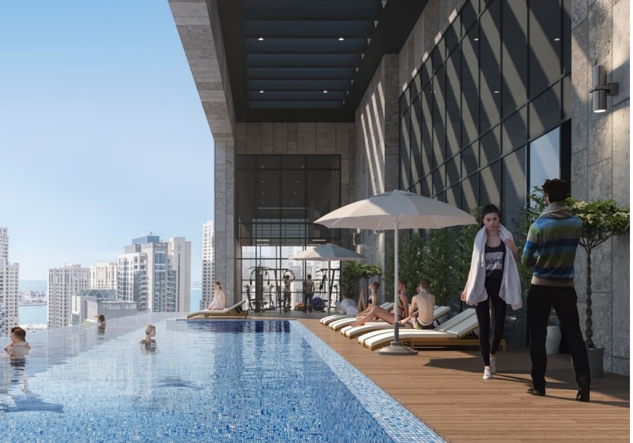 Marina Living amenity Rooftop Infinity Pool in Dubai Marina, Dubai, by LMD