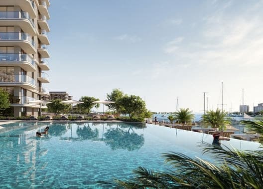 Marina Place amenity Infinity Pool With Panoramic Marina Views in Mina Rashid, Dubai, by Emaar