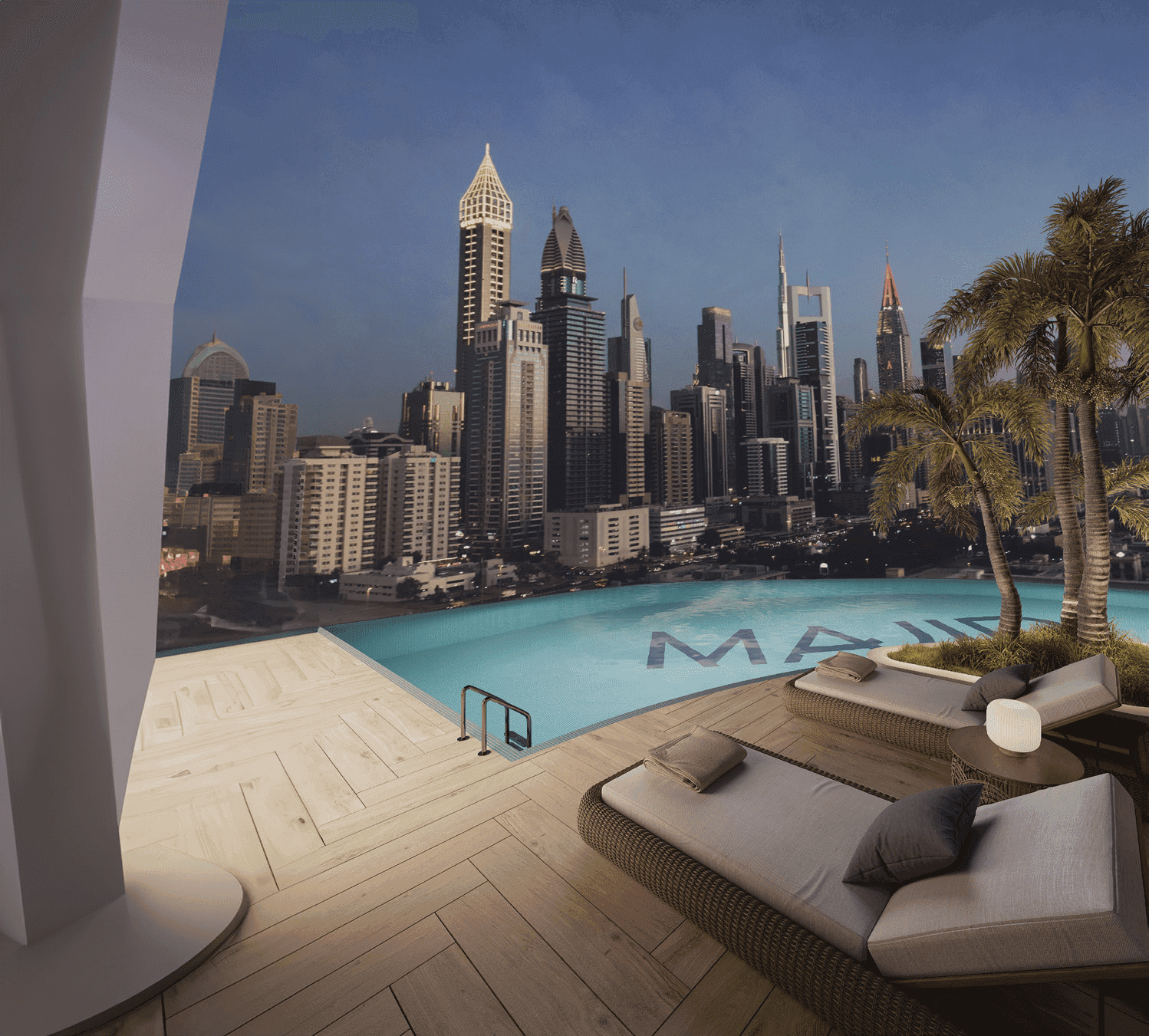 Mayfair Gardens amenity Infinity Pool in Al Satwa, Dubai, by Majid Developments