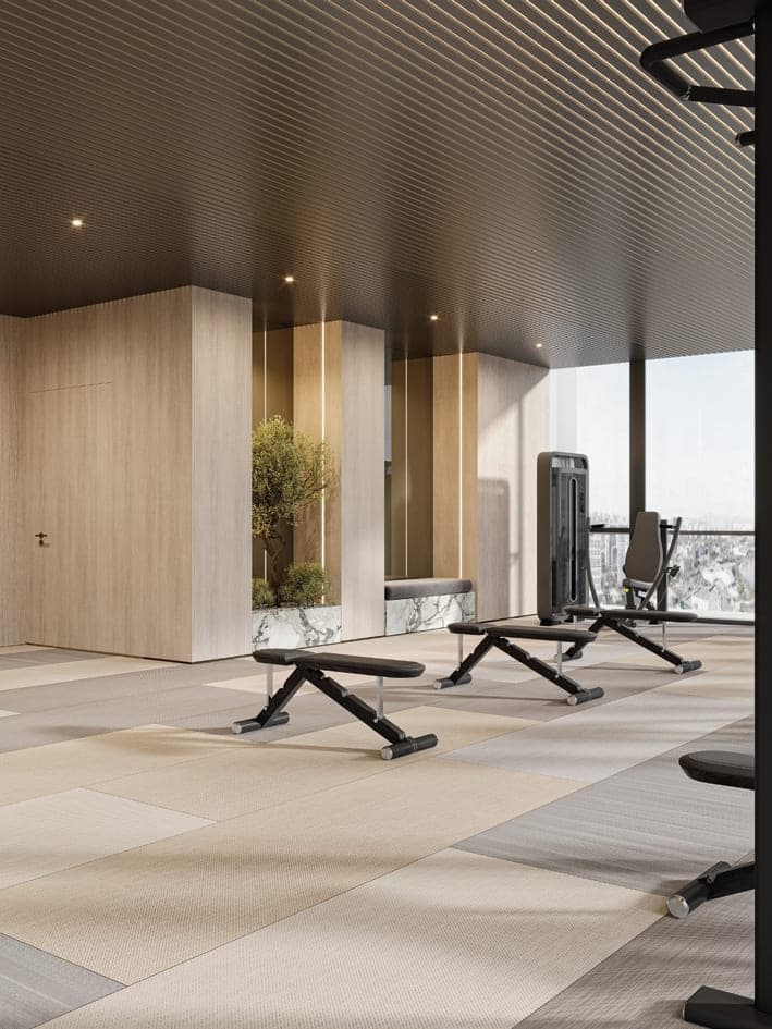 Mayfair Gardens amenity Modern Gym - Al Satwa, Dubai - by Majid Developments