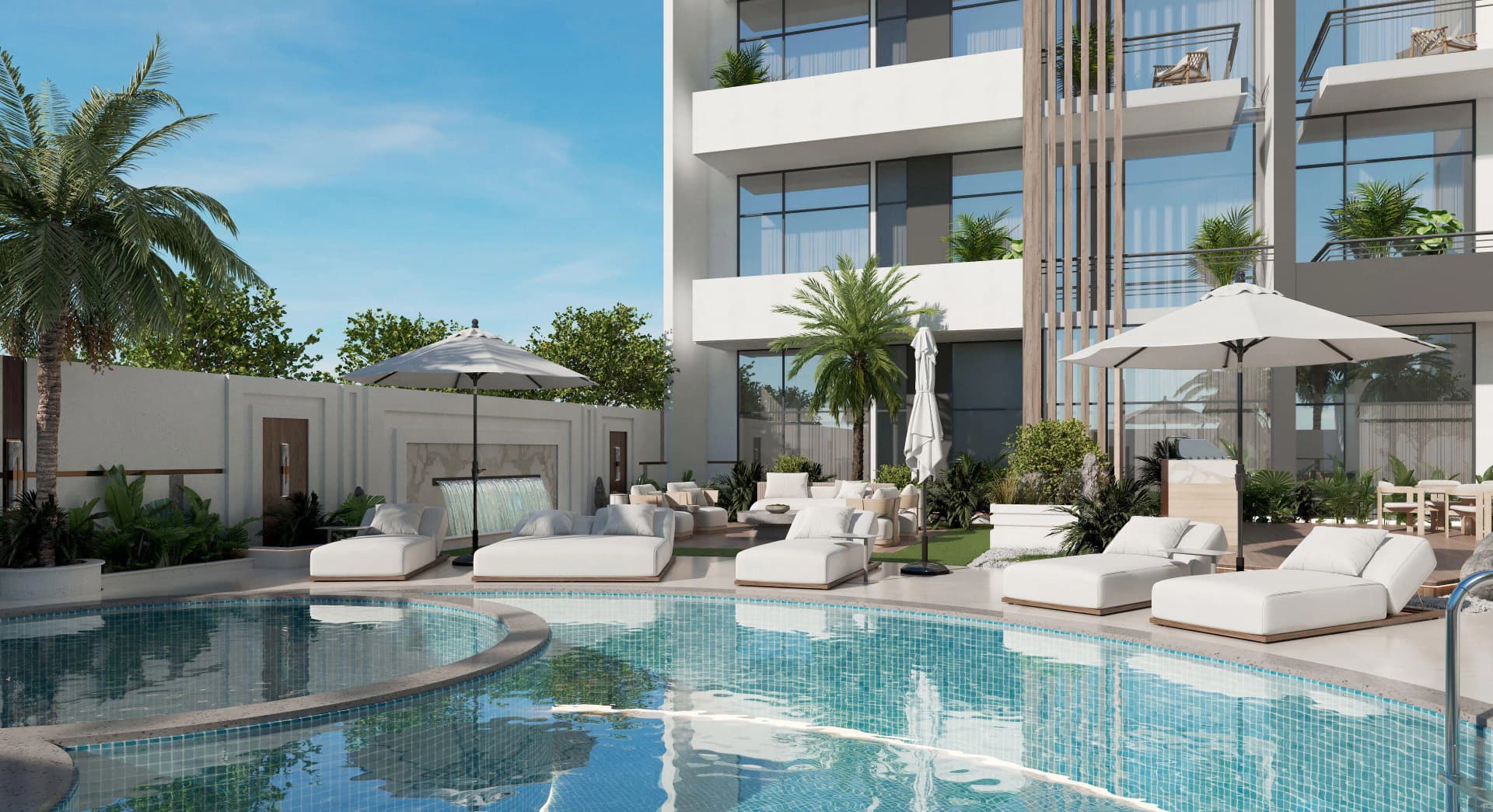 Mi Casa amenity Swimming Pool in JVC (Jumeirah Village Circle), Dubai, by London Gate