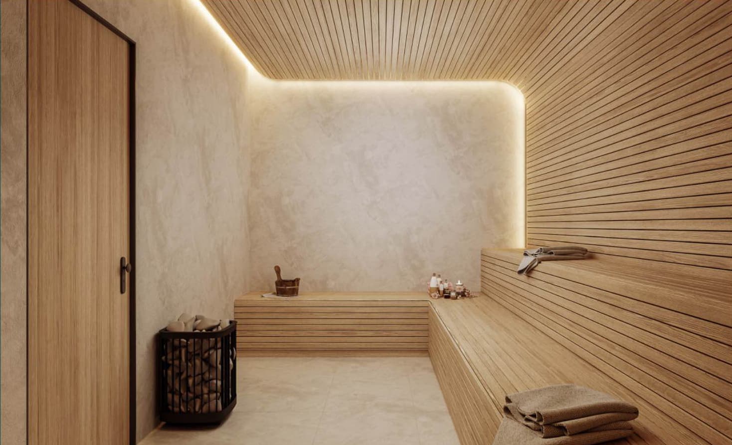 Milos amenity Sauna & Steam in Dubailand Residence Complex, Dubai, by Karma Developers