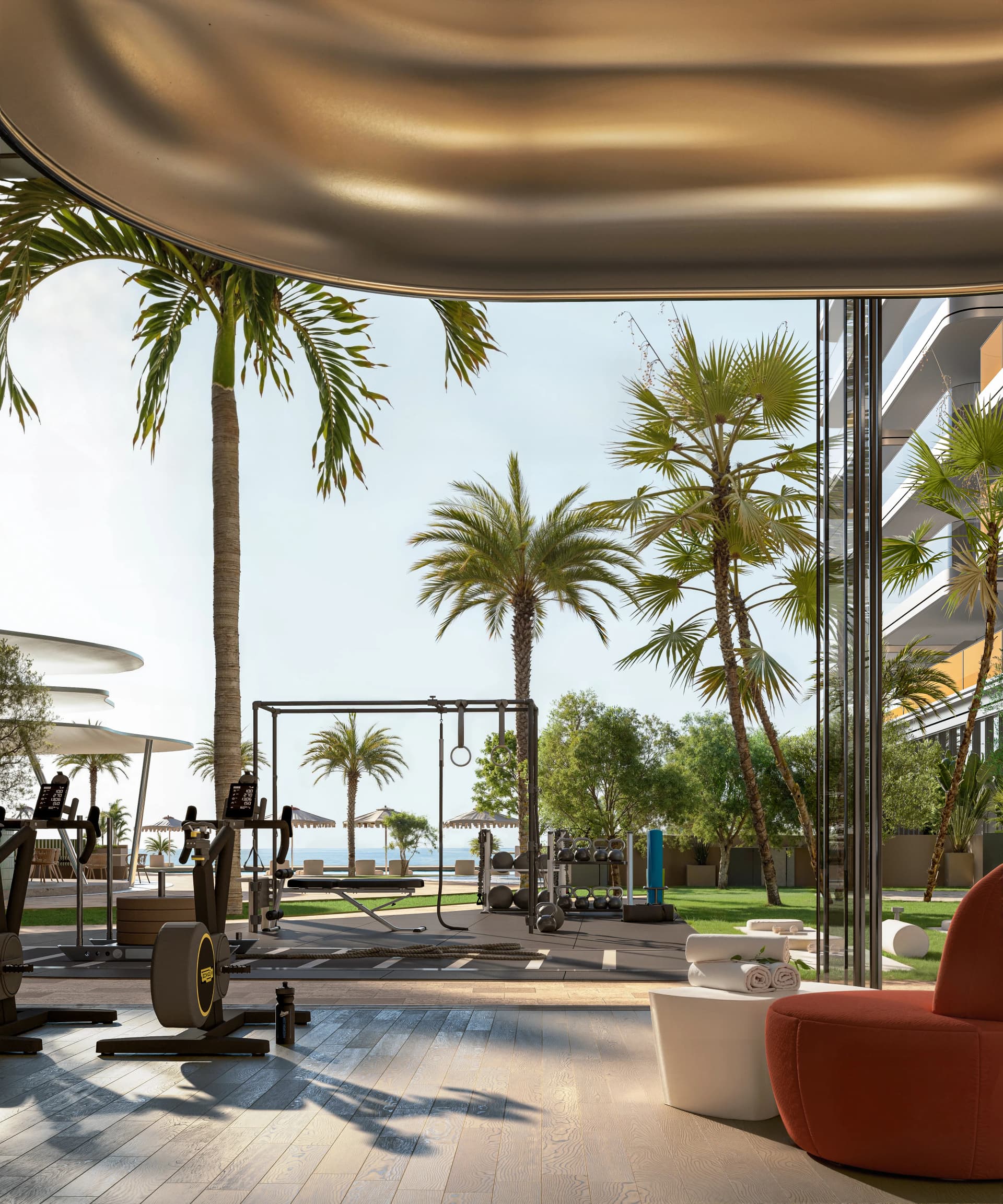 Mondrian Phases 1 and 2 amenity Gym Outdoor in Al Marjan Island, Ras Al Khaimah, by Elevate