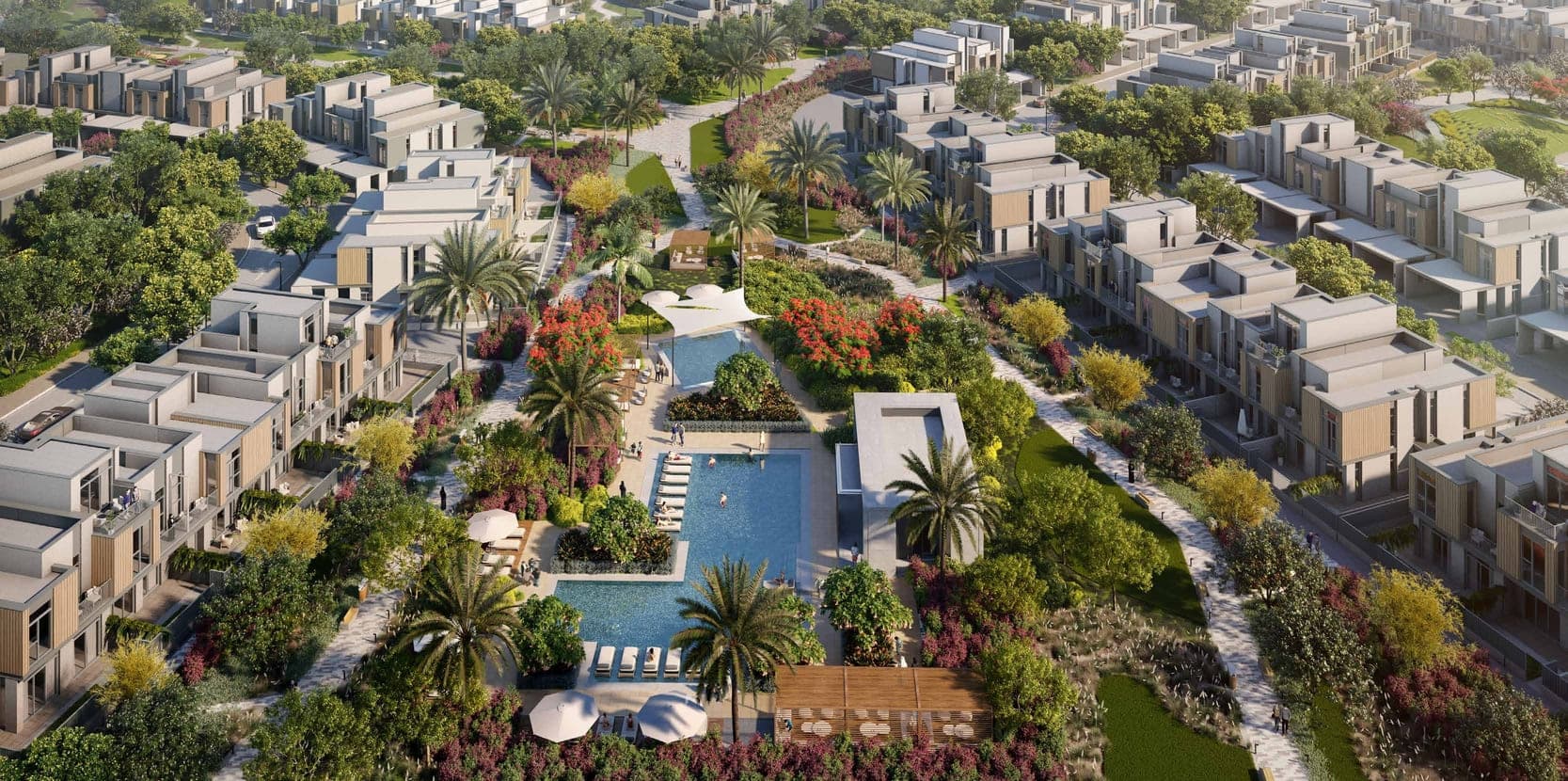 Mudon Al Ranim 1 amenity Community Pools - Damac Hills, Dubai - by Dubai Properties